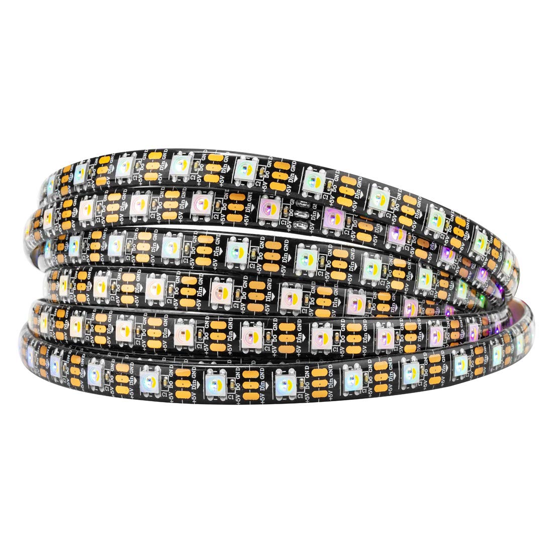 BTF-LIGHTING RGBW LED Strip, SK6812 16.4ft, 300 LEDs, IP65, Black PCB, RGB+Warm White, Individually Addressable, 60