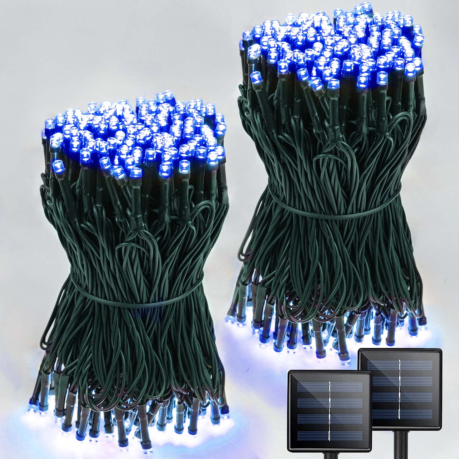 Blue 2-Pack Each 85Ft Solar String Lights Outdoor, Upgraded Ultra-Bright 480 Led Solar Lights Outdoor Decorative, Waterproof Gre