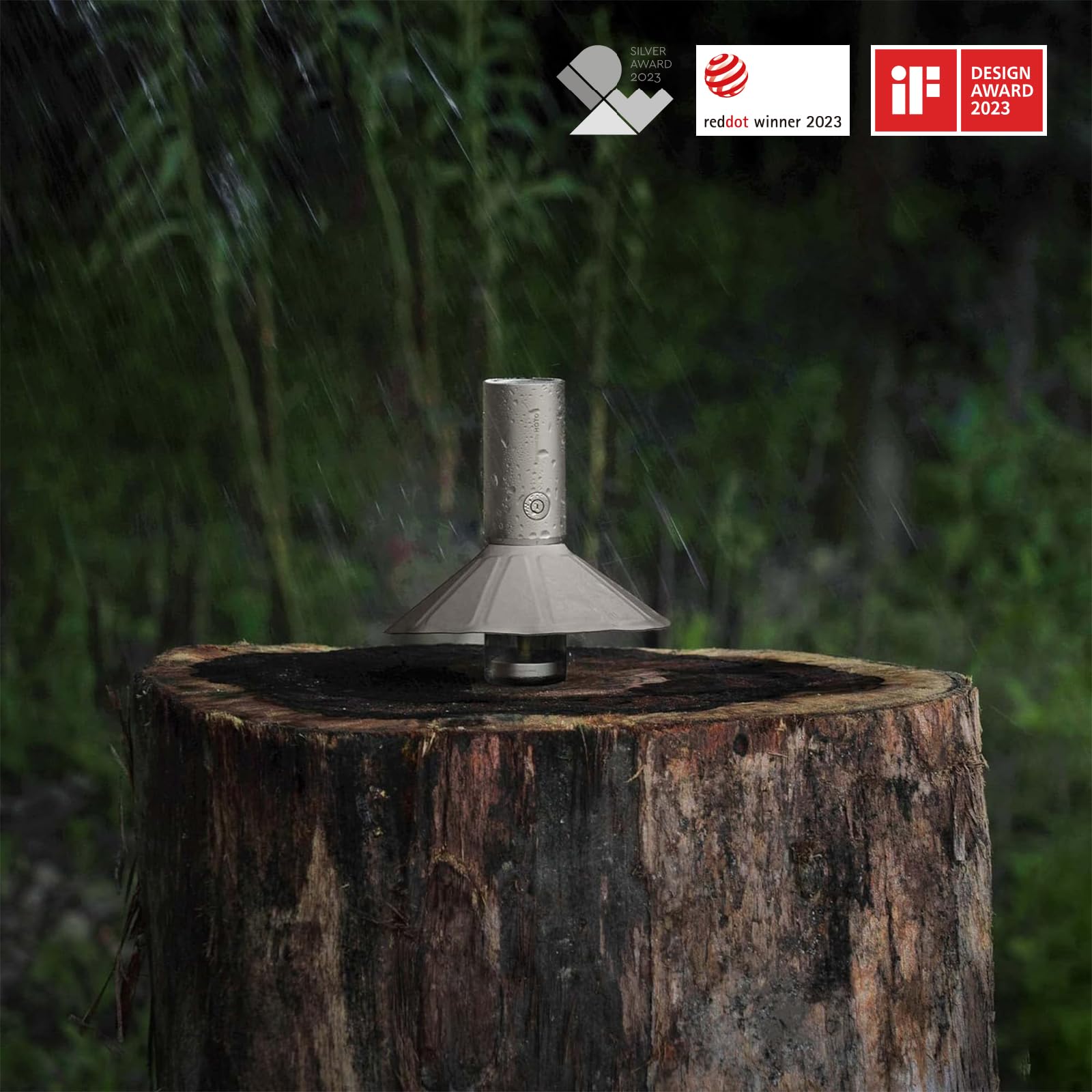 HOTO 3-in-1 Rechargeable Camping Flashlight, IP66 Water Resistant, Compact Beige Lantern, Model LYD001