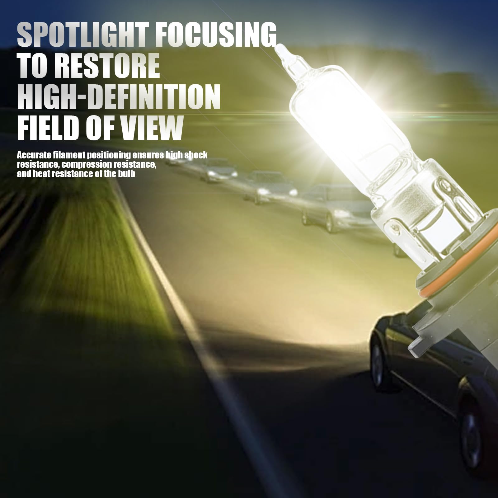 gunhunt 9005 Halogen Bulb, 12V Quartz Lamp for Low/High Beam Fog Light Replacement, 2 PCS, Warm White Light