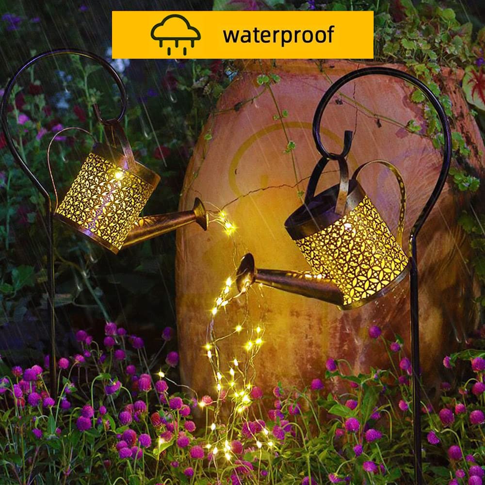ZUSONUD Solar Lights Outdoor - Watering Can Lantern, Warm Yellow, Copper, 8.6x6x6 Inches, Model LAMP 0420, Waterproof Patio Decor