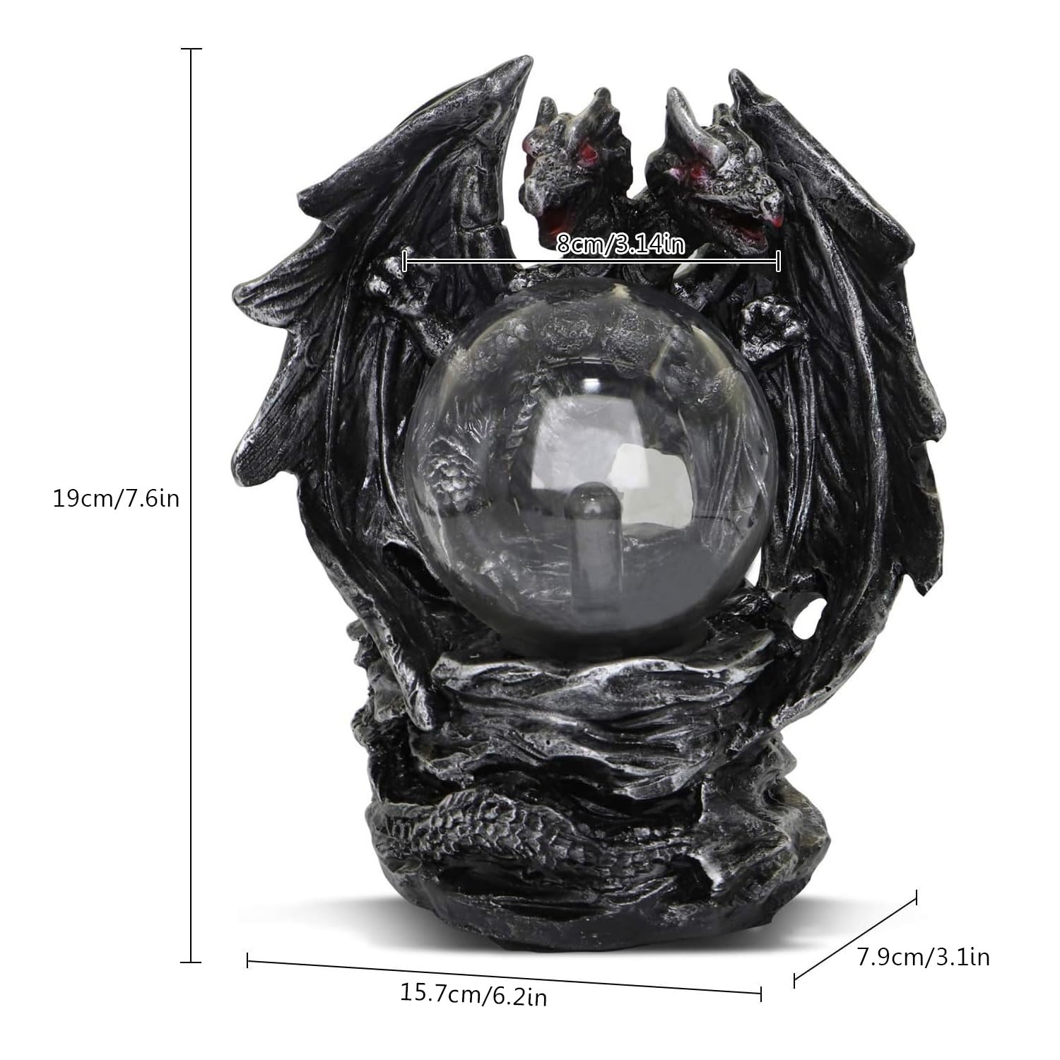 ANQIA Plasma Ball Lamp Touch Sensitive, Red Crystal, Halloween Decor, Model 8541866692, Black/Red Color