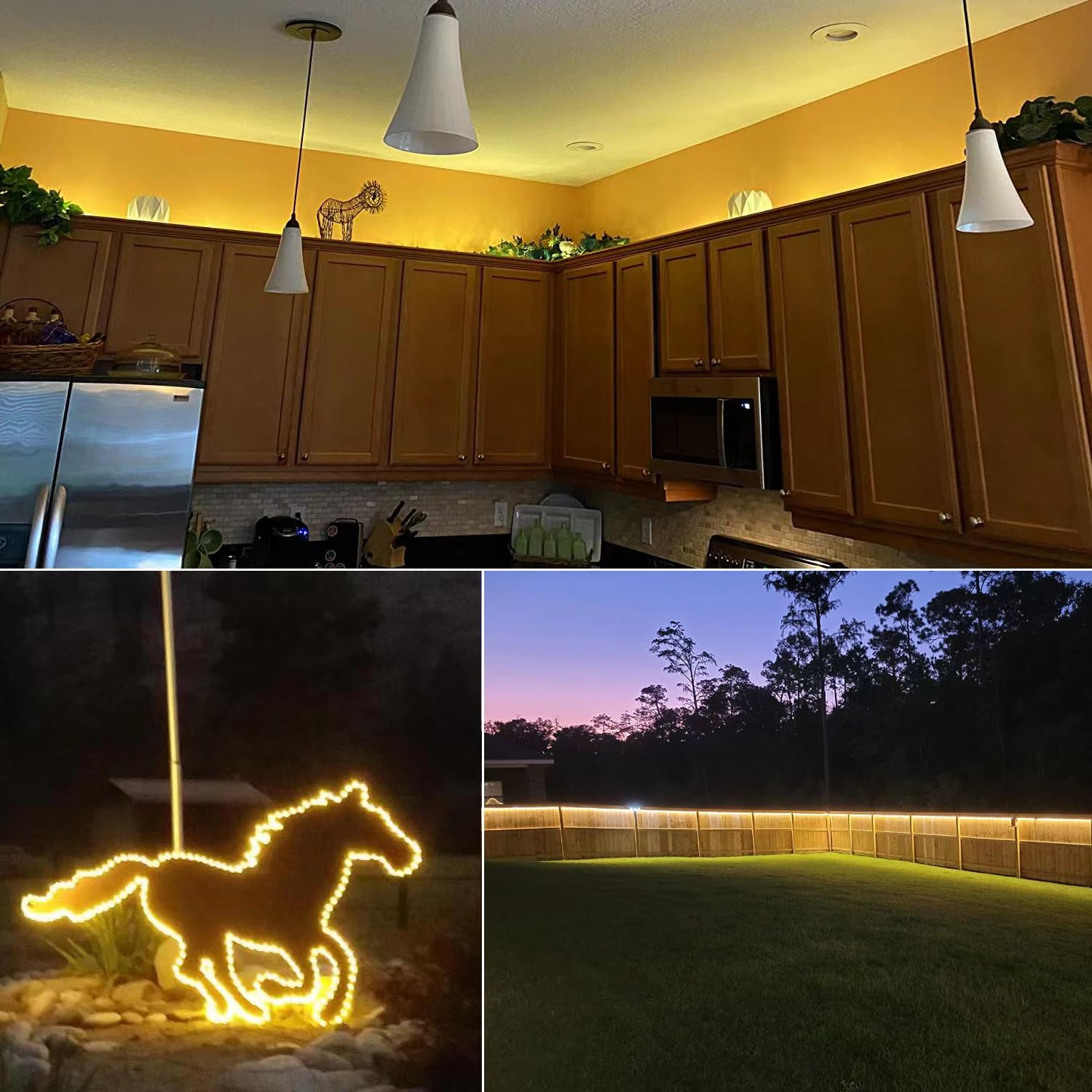 JUNWEN LED Rope Lights 40ft Waterproof Warm White Flexible Lighting for Outdoor Indoor Decoration
