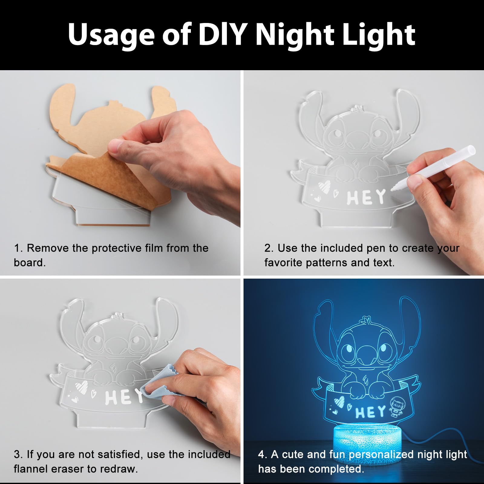 Hoofun Stitch Night Light: Stitch Gifts, Stitch Stuff With Remote Control And Marker Pen, Stitch Light 16 Colors For Girls Room