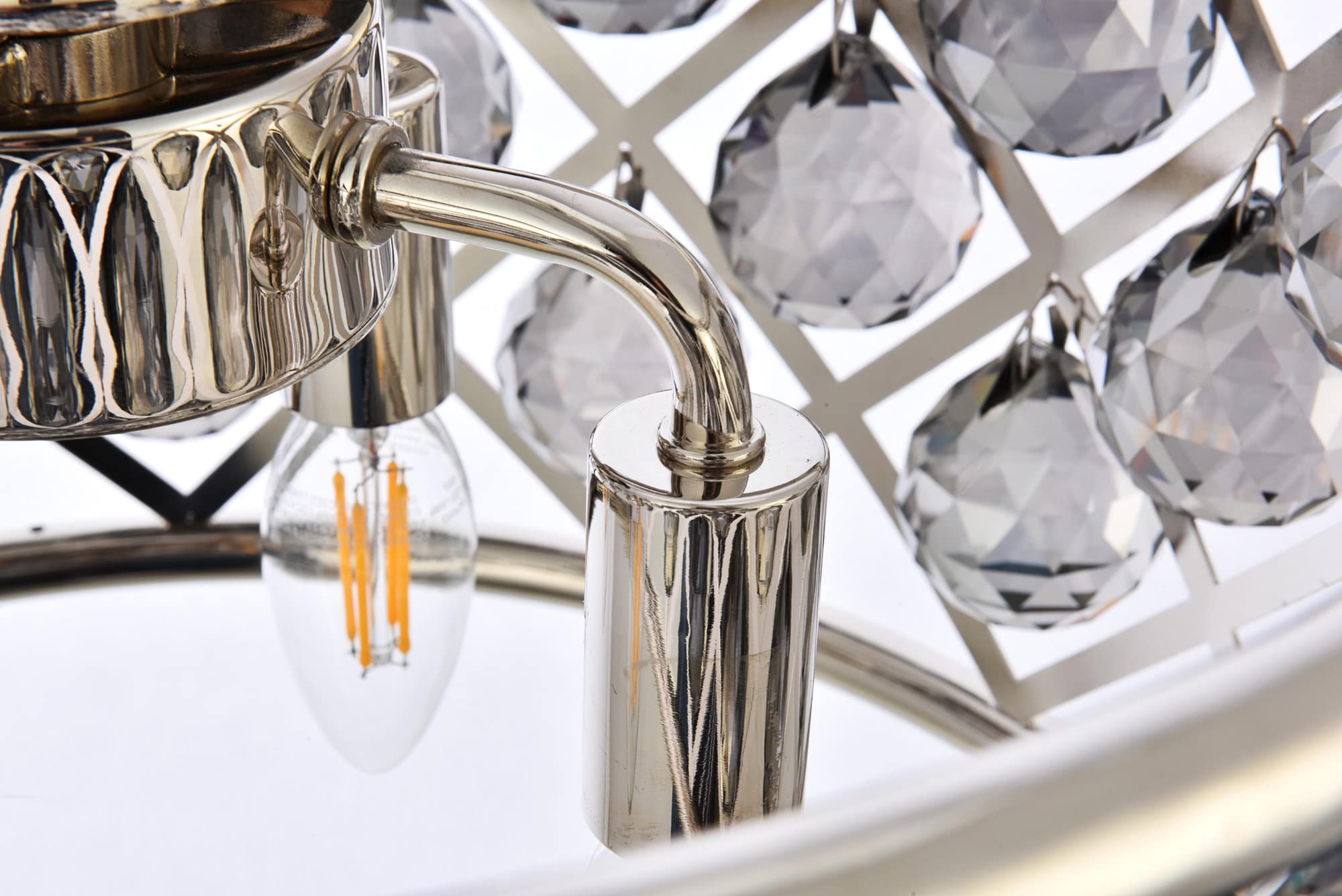 Elegant Lighting Madison Collection 4-Light Pendant Lamp, 16in Depth x 9in Height, Polished Nickel Finish, Silver Shade, Model 1214D16PN-SS/RC