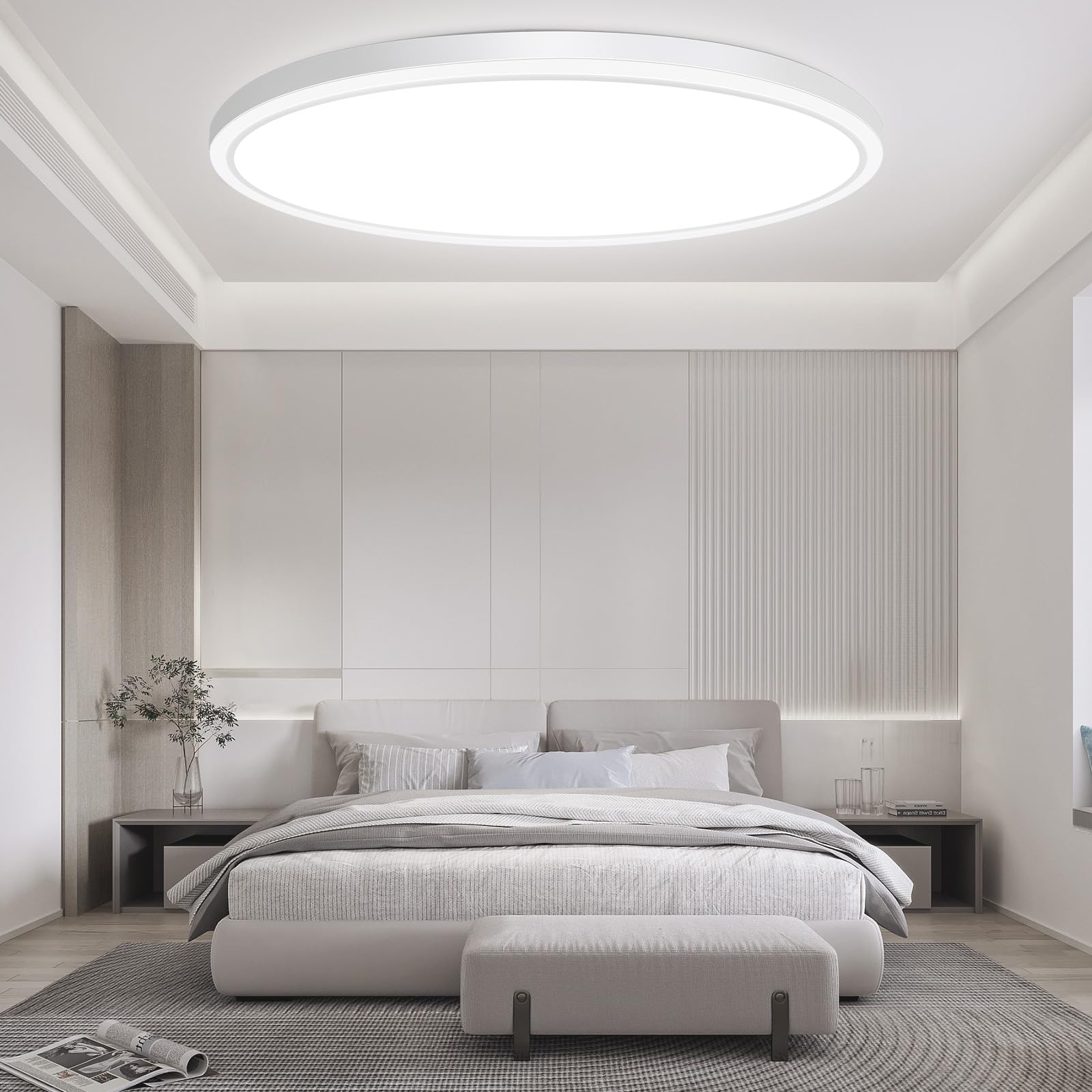 Brightever 15 Inch Large LED Flush Mount Ceiling Lights  30W 4000LM  5000K Daylight White Modern Ceiling Light Fixtures  Super Slim 0.67 Inch Hardwired LED Ceiling Lamp for Living Room  1 Pack