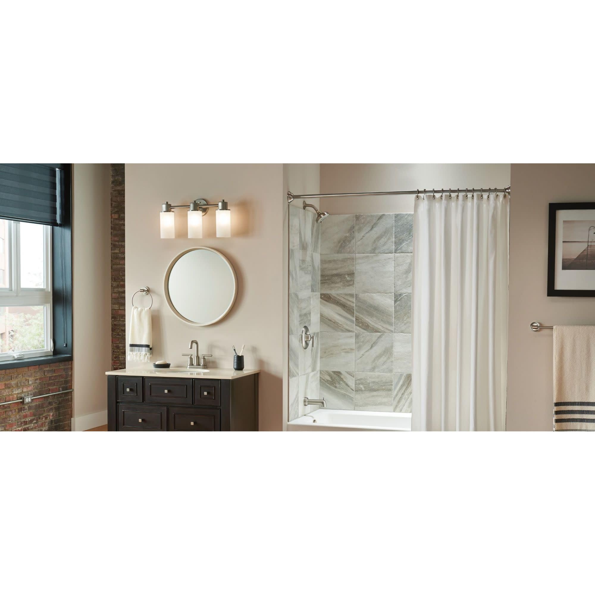 Moen Dn0763Bg 3-Light Dual-Mount Bath Bathroom Vanity Fixture With Frosted Glass, Brushed Gold