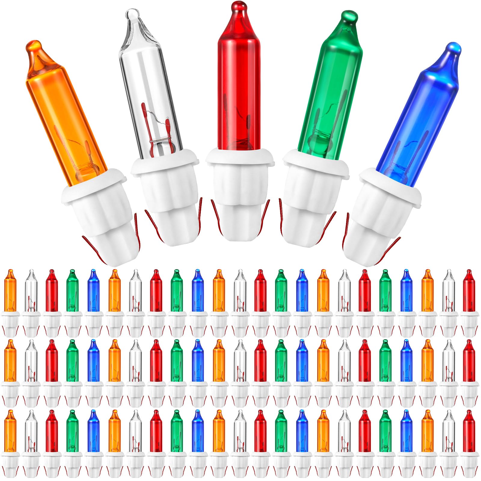 Mudder 60Count 2.5V Christmas 50/100/150/200 Count Mini Incandescent Wire String Lights Replacement Bulbs Indoor/Outdoor Christmas Lights Decor for Home Xmas Tree (White Base with Bright Bulb)