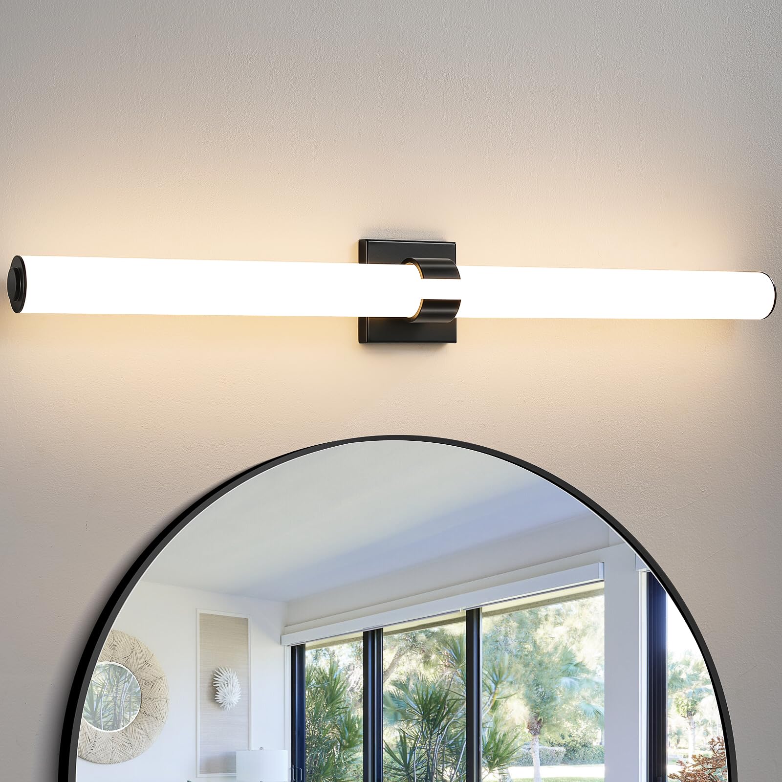 Aijiasi Bathroom Vanity Light - 39 Inch Black Bathroom Lighting Fixtures Over Mirror 3000K Dimming Led Vanity Light Bar Modern B