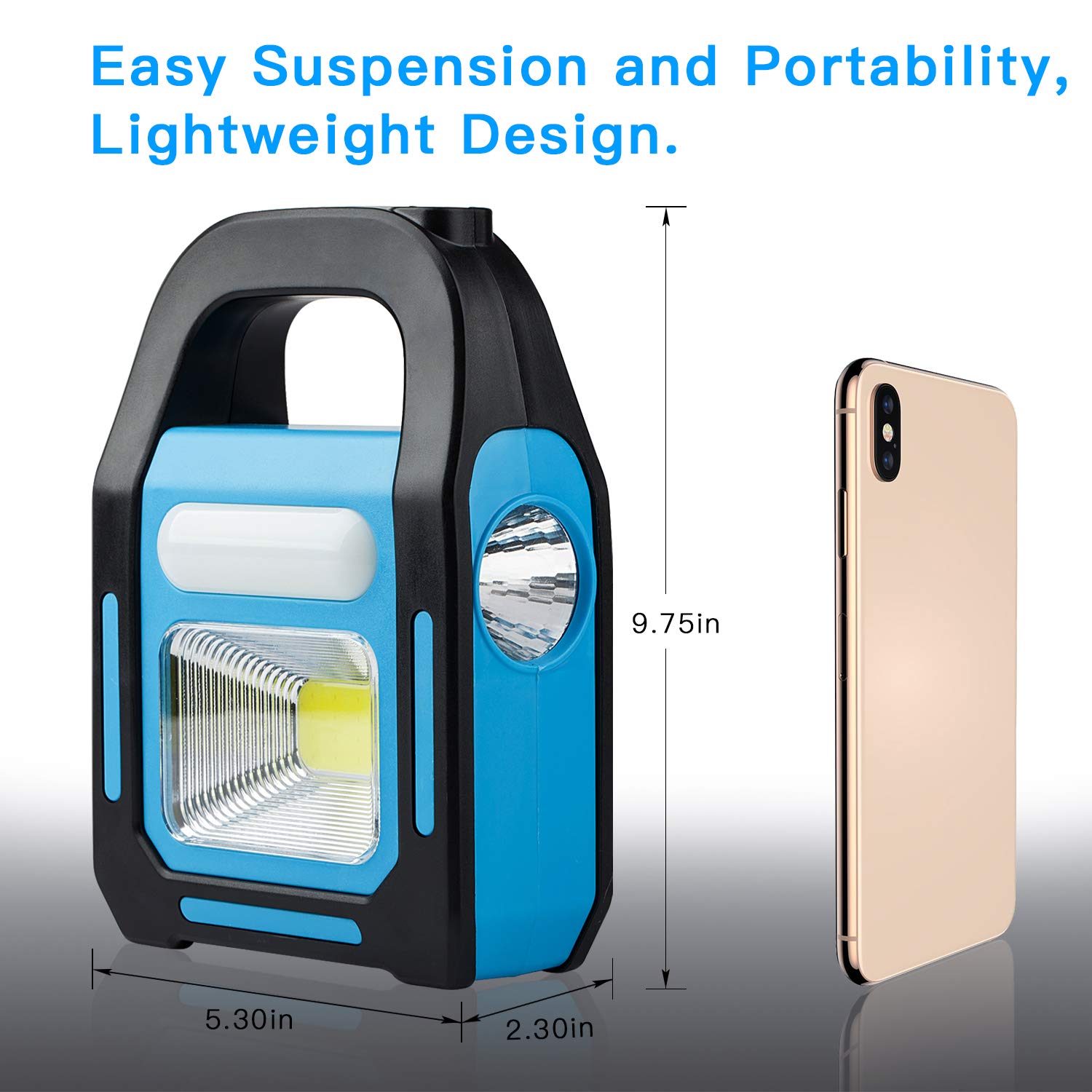 Tansoren 3 In 1 Solar Usb Rechargeable Cob Led Lantern - Waterproof Emergency Flashlight