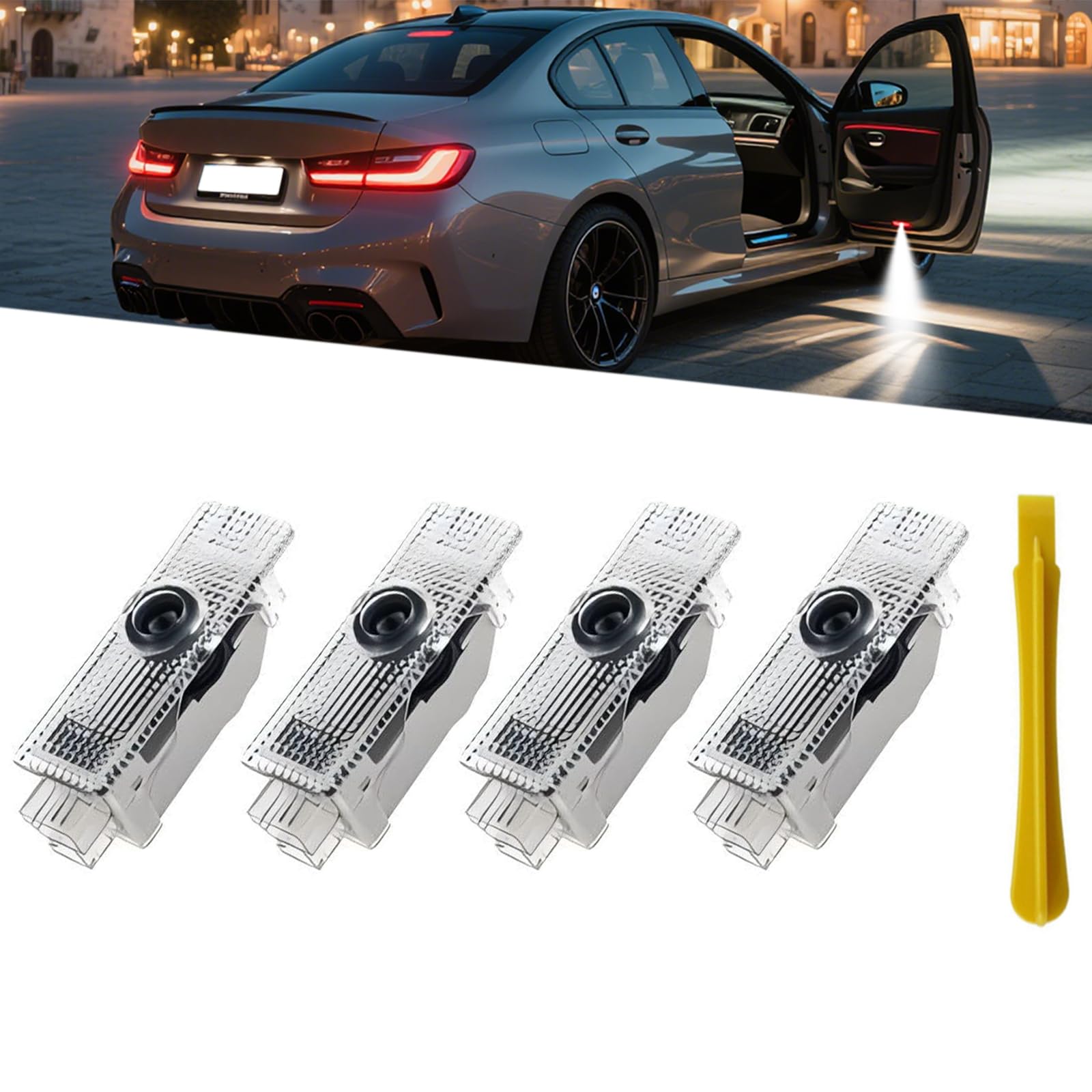 4pcs Car Door Lights Logo Projector Upgrade HD LED Car Welcome Lights Compatible with1/3/4/5/6/7/x1/x2/x3/x4/x5/x6/x7/M/Series Accessories Dual Plug Puddle Lights Ghost Shadow Light