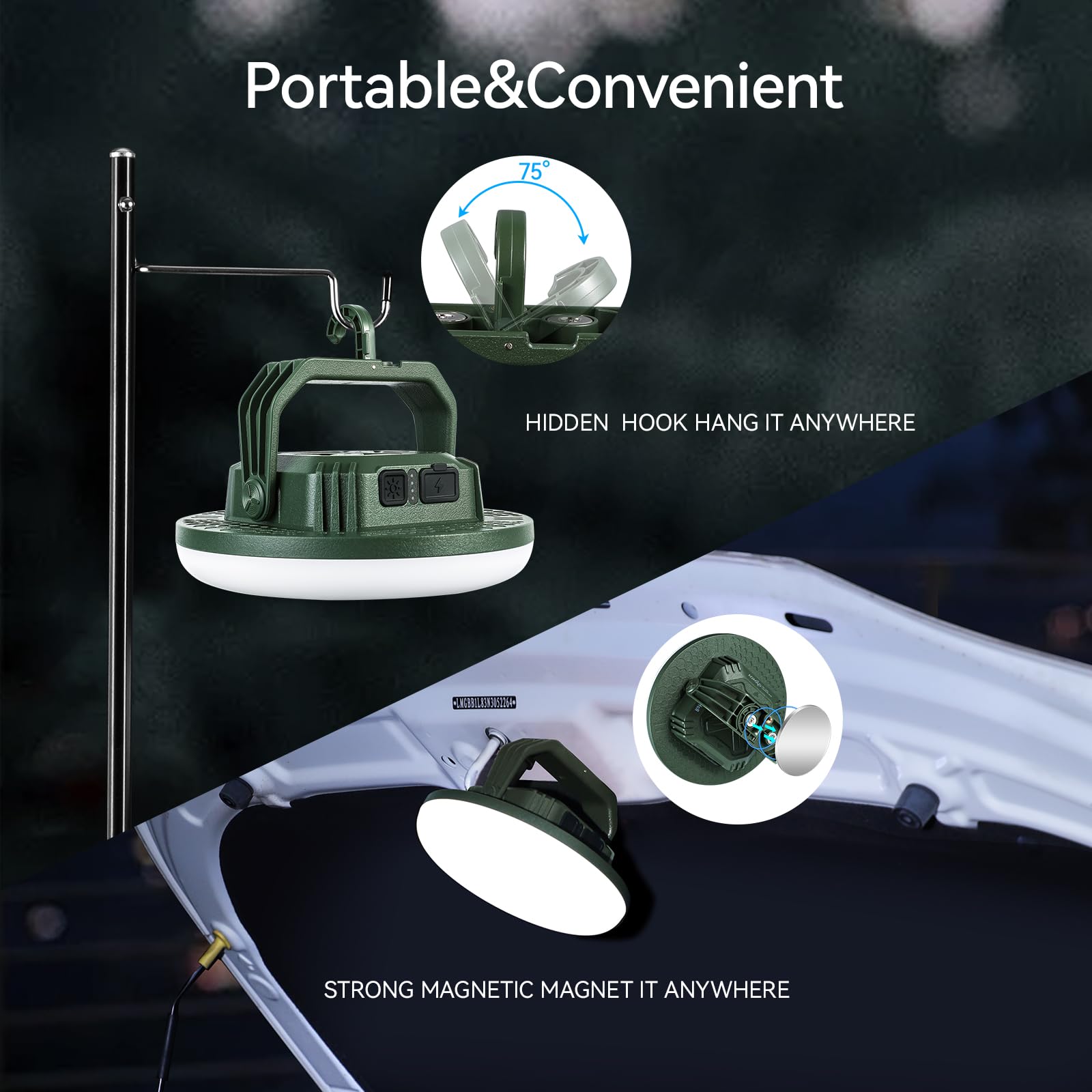 Vavofo 42W 4000Lm Led Camping Lantern Rechargeable, 10,000Mah Power Bank, 3 Lighting Modes, Ip65 Waterproof Flashlight , Portabl
