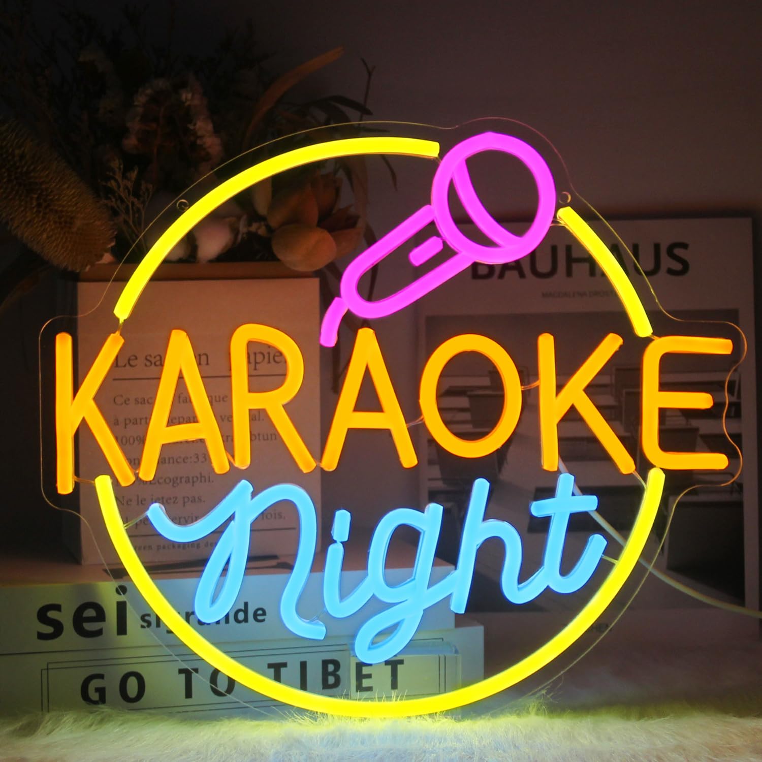Cktbley Karaoke Night Neon Sign Music Room Decor Karaoke Bar Led Sign For Wall Decor Karaoke Live On Air Neon Lights Signs Bar Open Neon Wall Light For Music Studio Game Room Decor