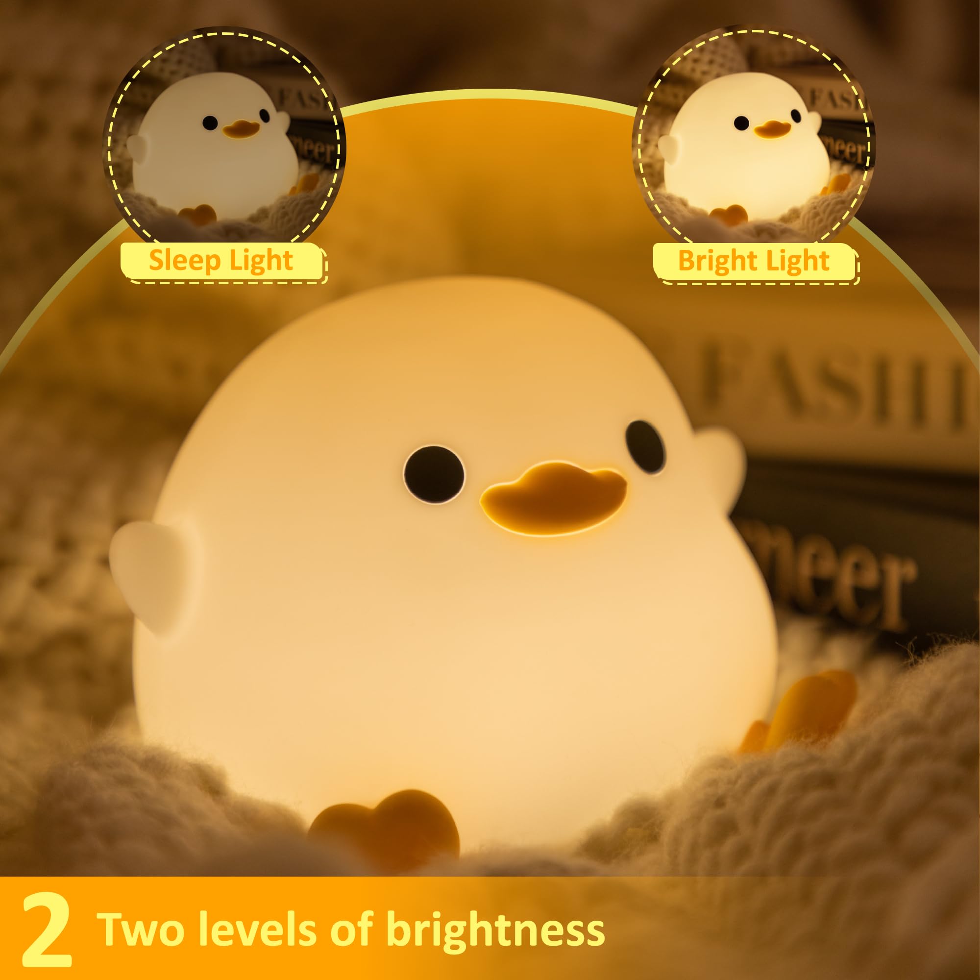 Attivolife Dodo Duck Night Light, Animal Silicone Nursery Lamp With Dimmable, Table Bedside Lamp With Timer For Bedroom, Kawaii