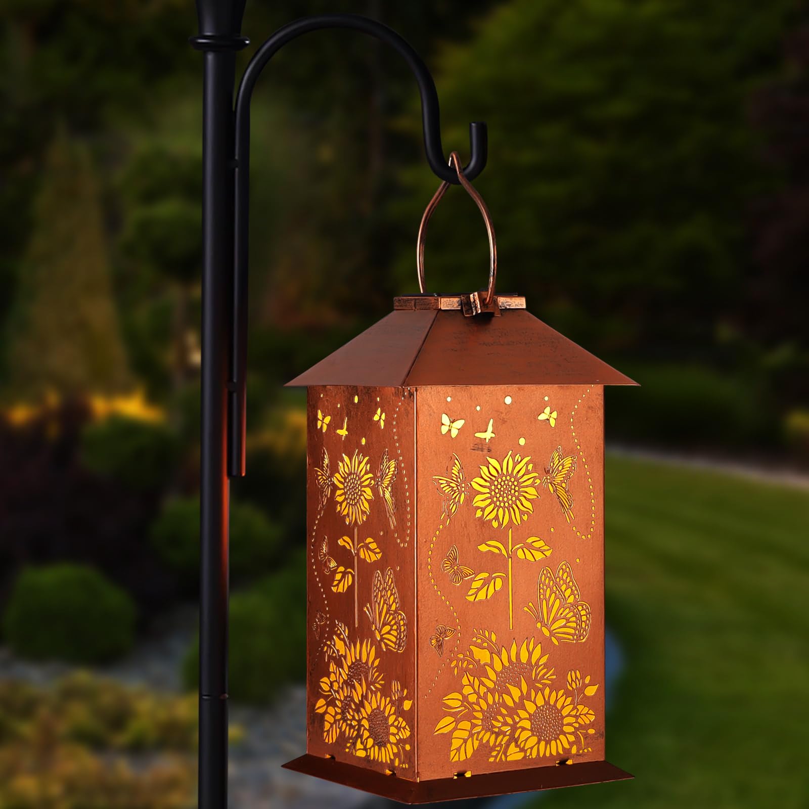 Sunflower Solar Lantern Outdoor Waterproof Hanging Christmas Lights Sunflower Butterfly Garden Decor Birthdays Gifts for Women M