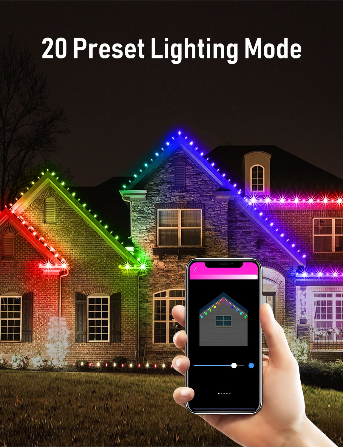 200LED 174 FT Smart C9 Christmas String Lights Plug in APP Programmable Fairy Twinkle String Lights 58 Modes RGB Color Changing