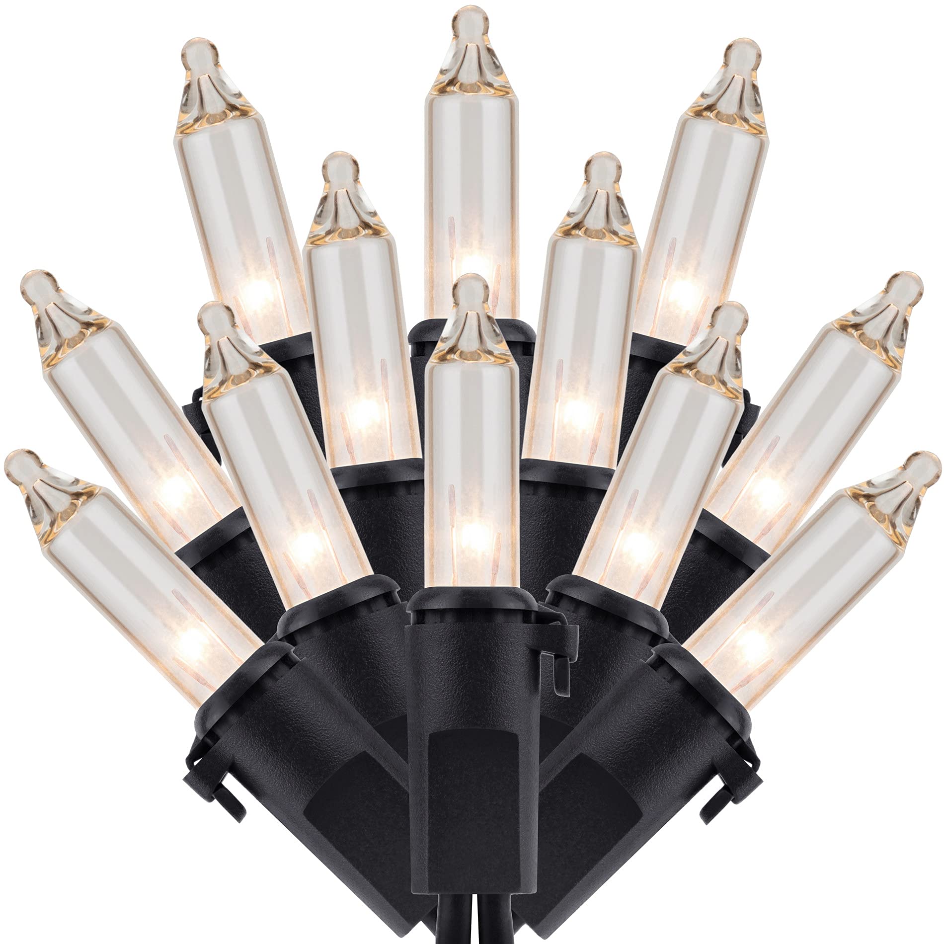 SWEET SHINE 200 Count Clear Christmas Lights, 2 Strands of 100 Count, 33 ft Black Wire, UL Listed