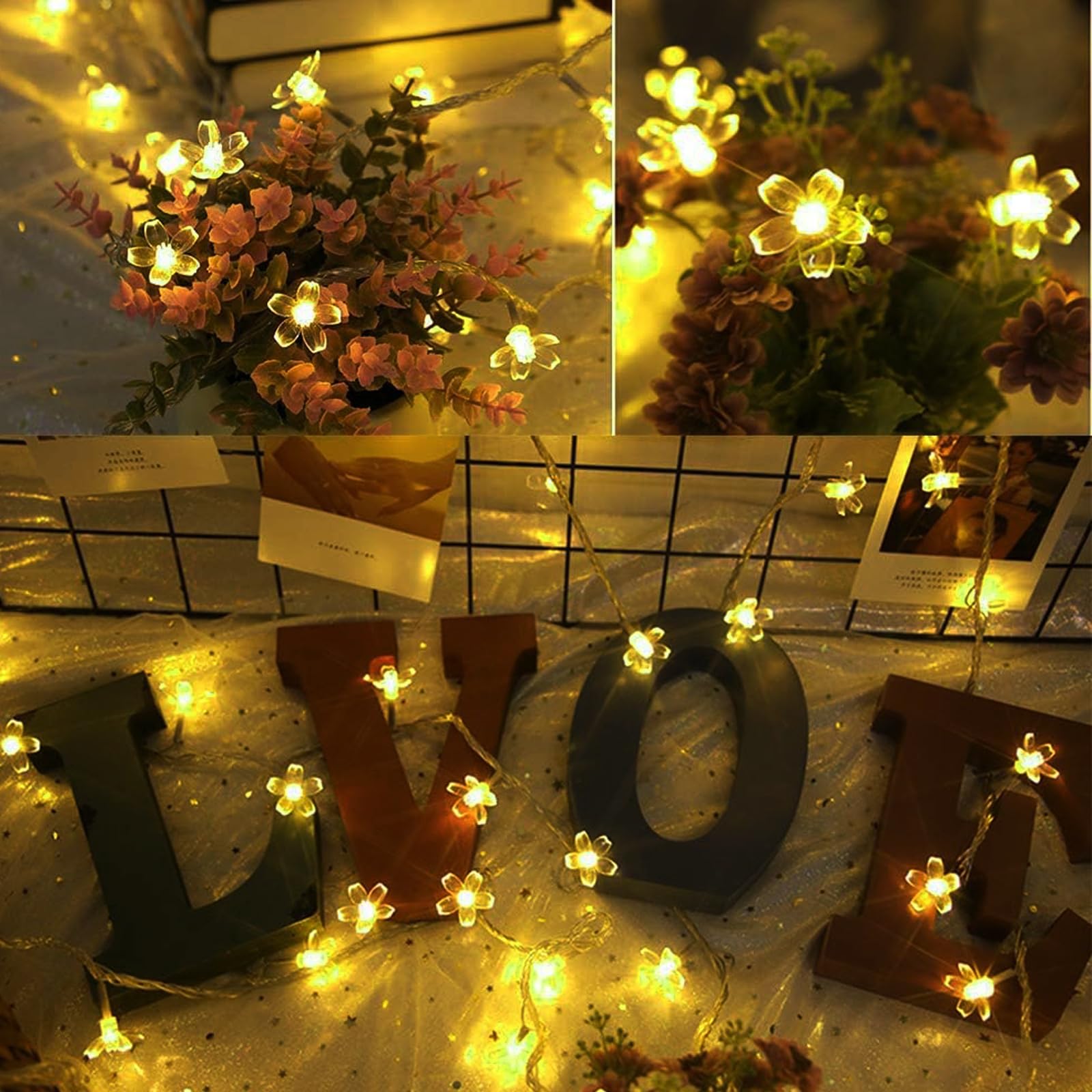 Fullbell Fairy Lights Christmas Decorations Flower String Lights Home Decor 33 Feets 100 Led Memory Indoor Outdoor String Lights