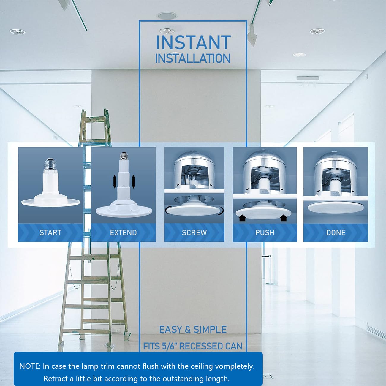 Jolux 12 Pack 5/6 Inch Led Can Lights Adjustable Recessed Retrofit Downlight,12W=60W,5000K Daylight, 800Lm,Dimmable,Etl Damp Rat