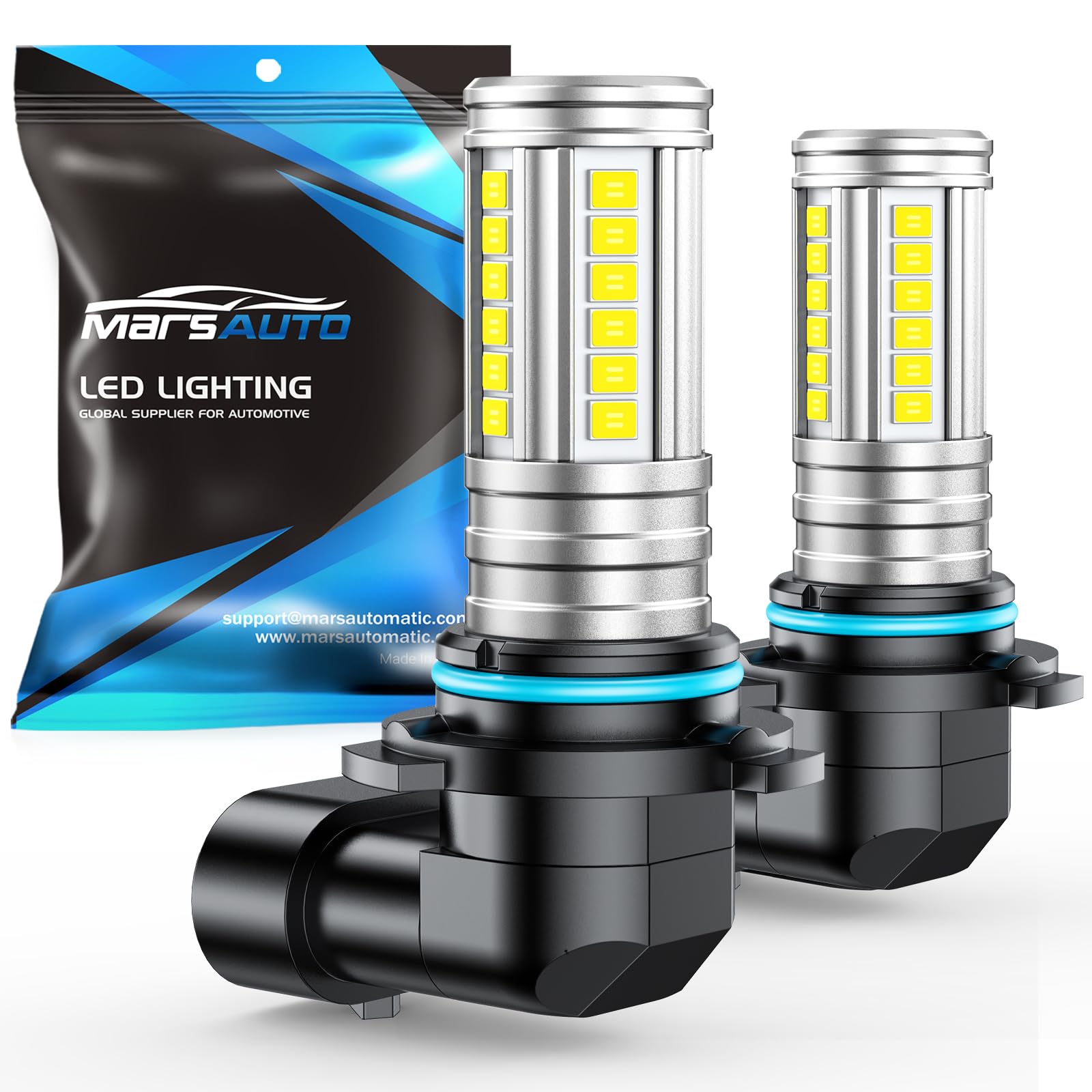 Marsauto HB4/9006 LED Fog Light Bulbs, 12,000LM, 360° Illumination, Mini Size, Pack of 2, White