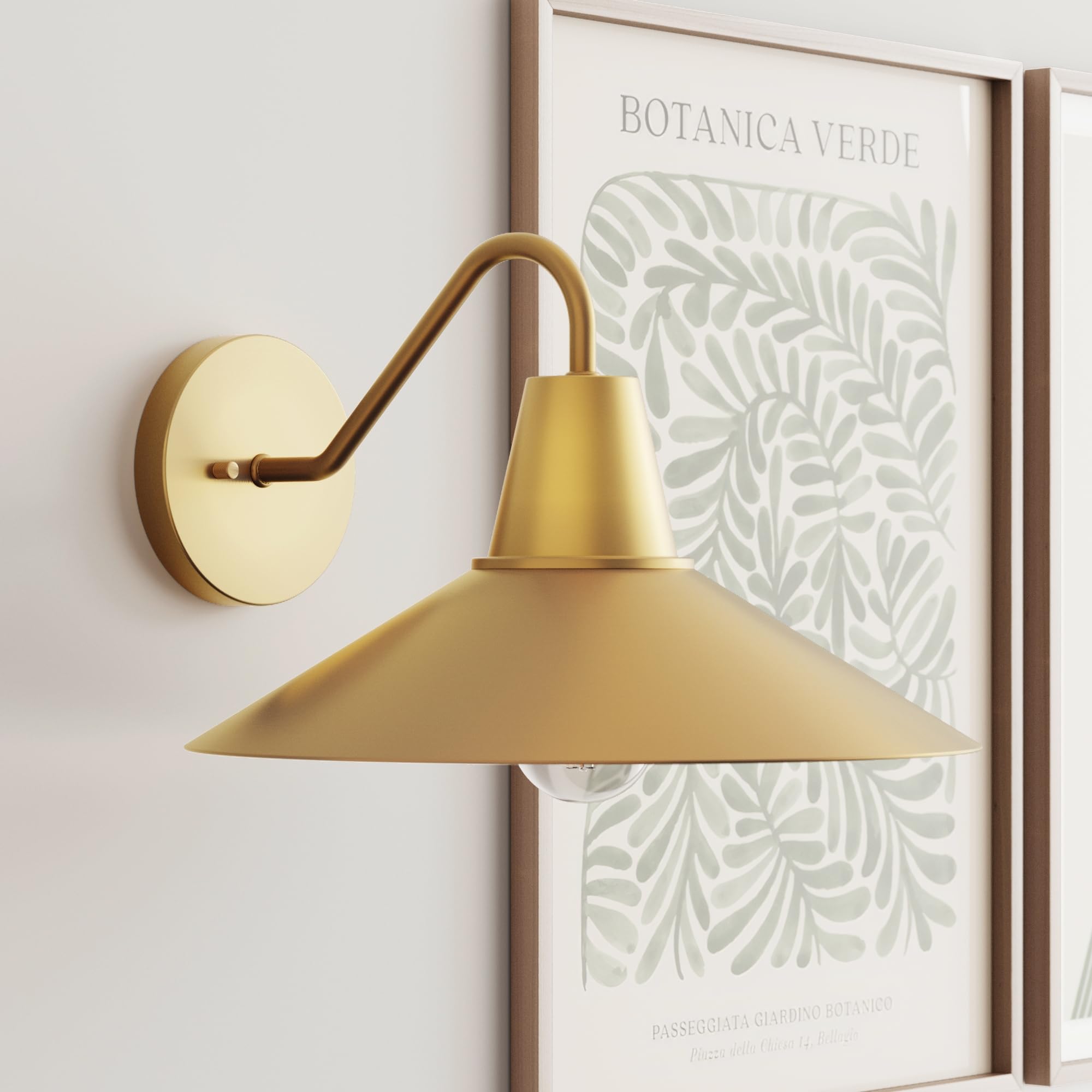 Nathan James Zemi Mid-Century Modern Indoor Vintage Wall Sconce, Living Room Wall Sconce or Bedside Wall Lamp, Vintaged Brass Wa