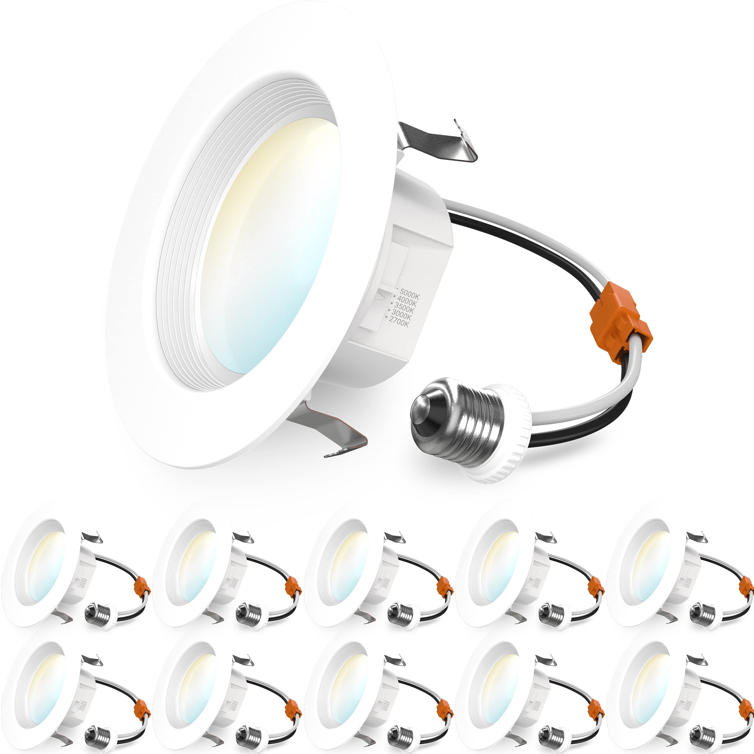 Sunco 10 Pack 4 Inch LED Recessed Lights, Retrofit Can Lighting, 660 LM, 11W (40W Equivalent), Selectable CCT 2700K/3000K/3500K/
