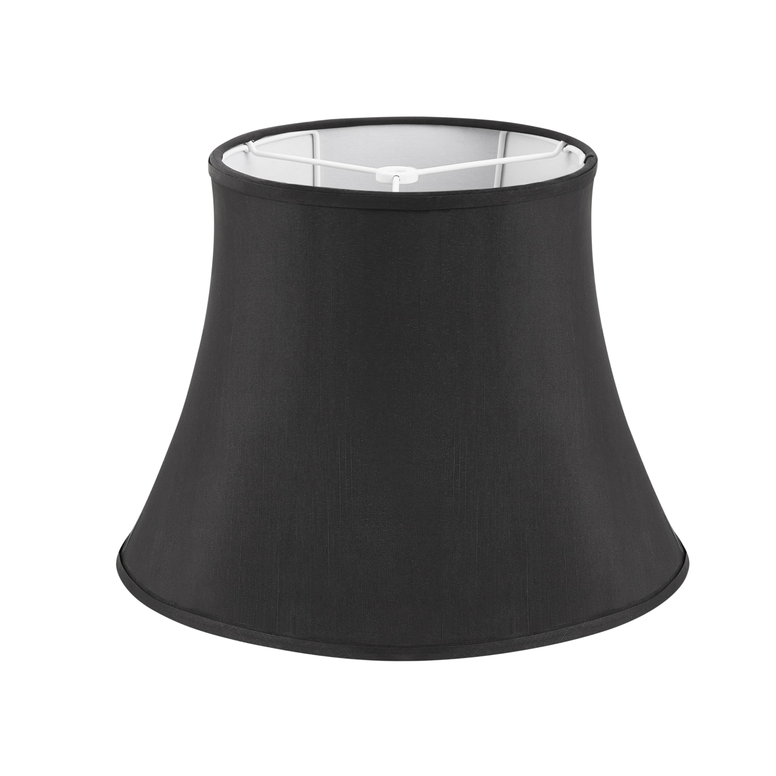Aspen Creative 38017 Handsewn Bell Traditional Collapsible Spider Shade in Black Faux Silk Fabric, 9 Top x 15 Bottom x 11 Slant