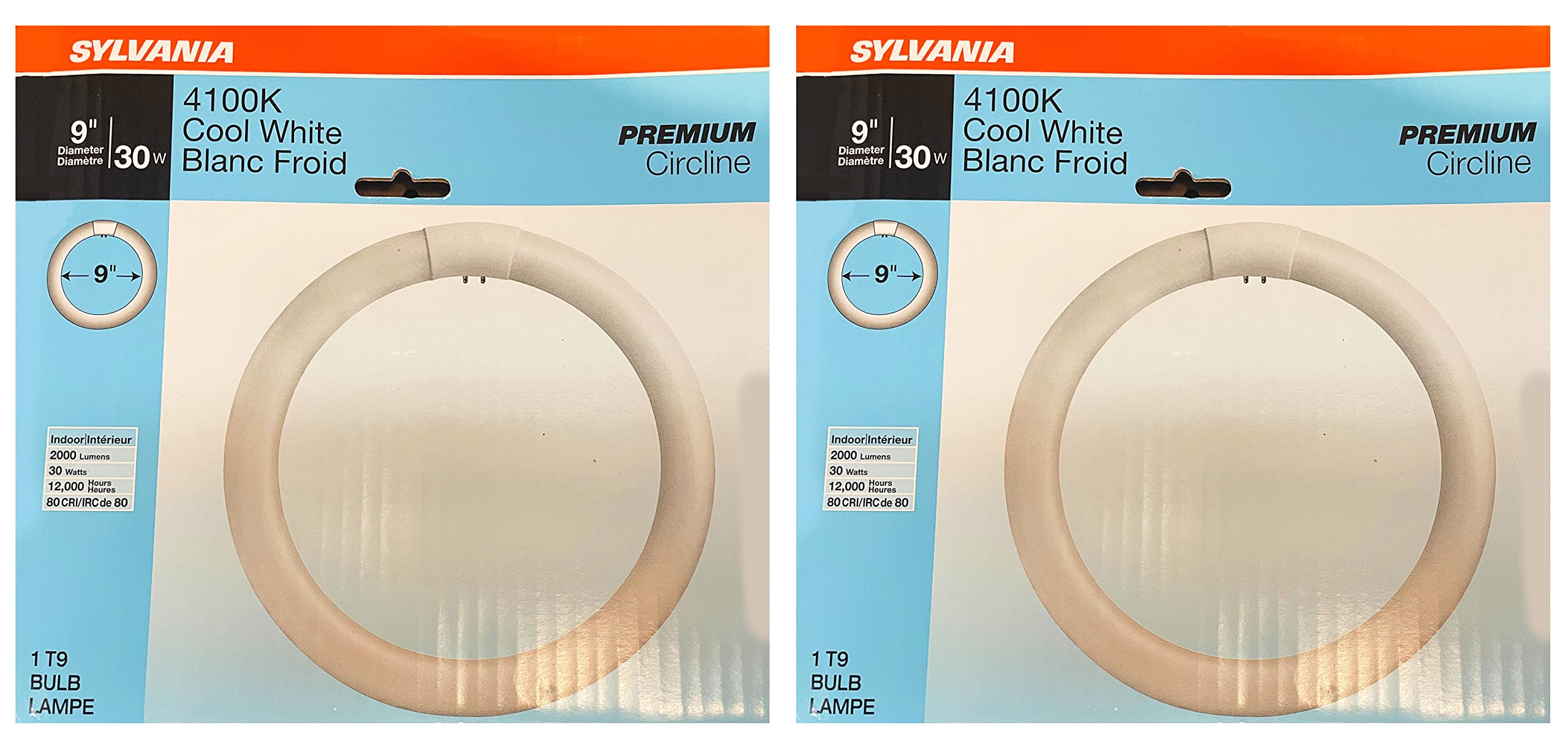 SYLVANIA Fluorescent Light Bulb 30W Cool White T9 9 inch 4100K 2000 Lumens Model FC9T9DCWRSRP