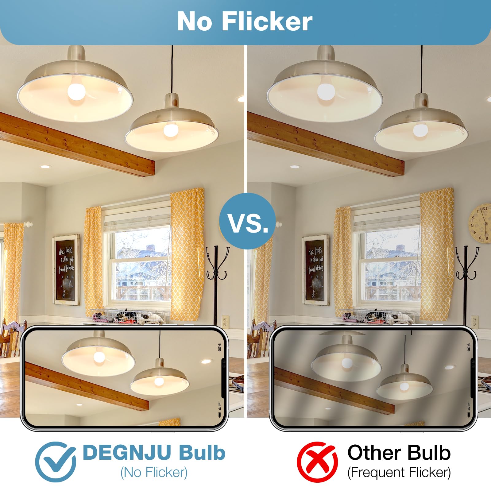 DEGNJU A19 LED Light Bulbs, 60 Watt Equivalent LED Bulb, 2700K Soft White 800Lumen Light Bulb 8.5W, Non-Dimmable Lighting E26 Ba
