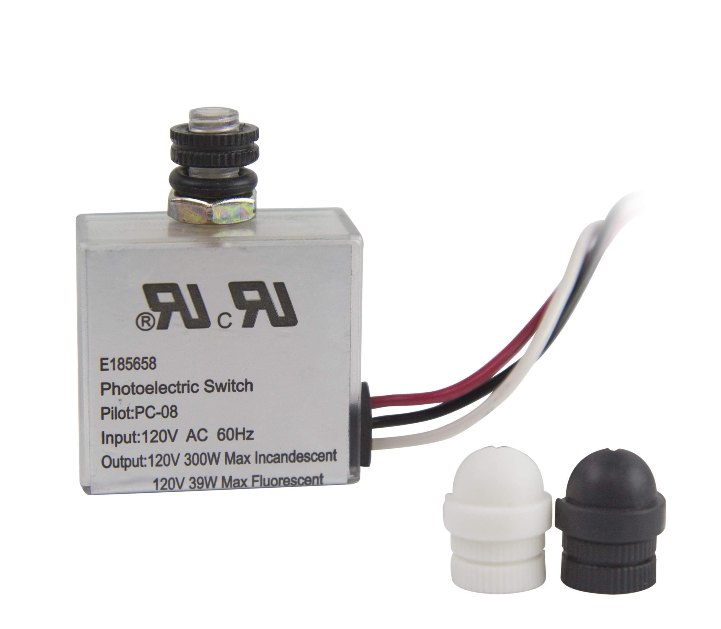 Solus PC-08-KIT Dusk to Dawn Photocell Switch for Incandescent, Fluorescent & LED Lights, White, Single Pack, Optional Swivel Hood