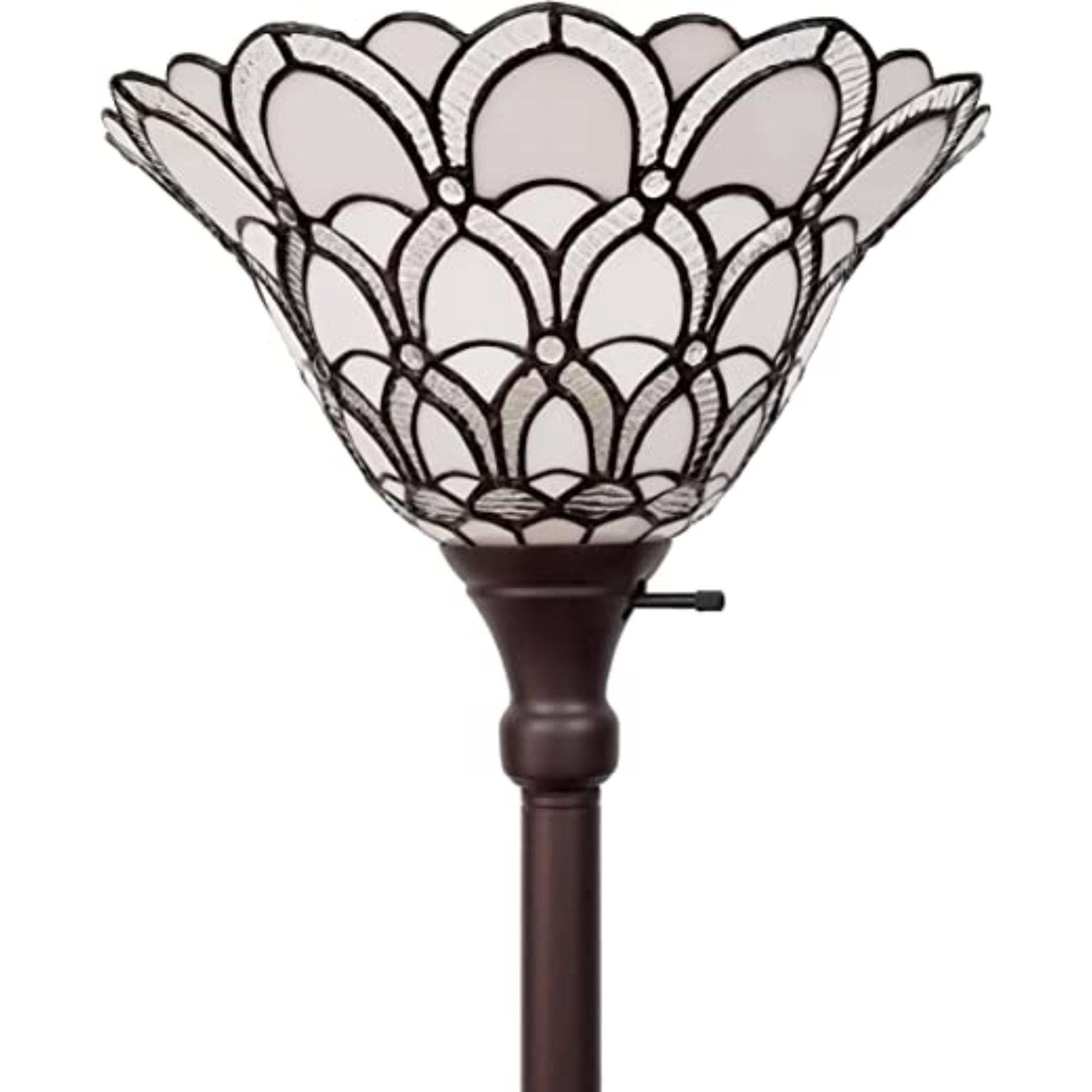 Homeroots Traditional Brown Floor Lamp With White Stained Glass Bowl Shade, 62 X 14 X 14 In.