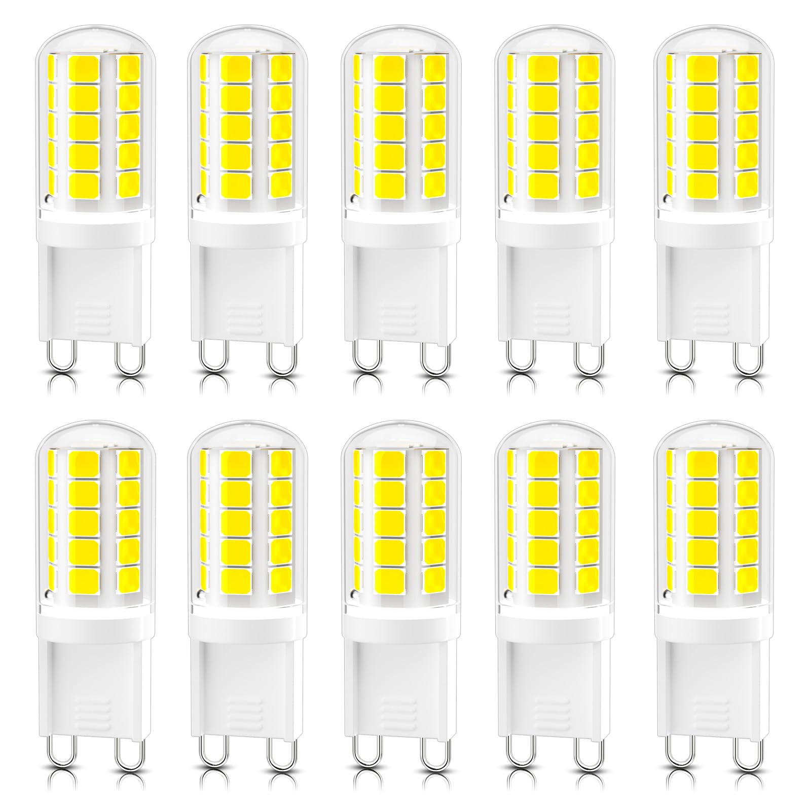 Dicuno G9 Led Bulb 4W, Daylight White 6000K, 400Lm, Non-Dimmable, Pack Of 10, Bi-Pin G9 Base For Home
