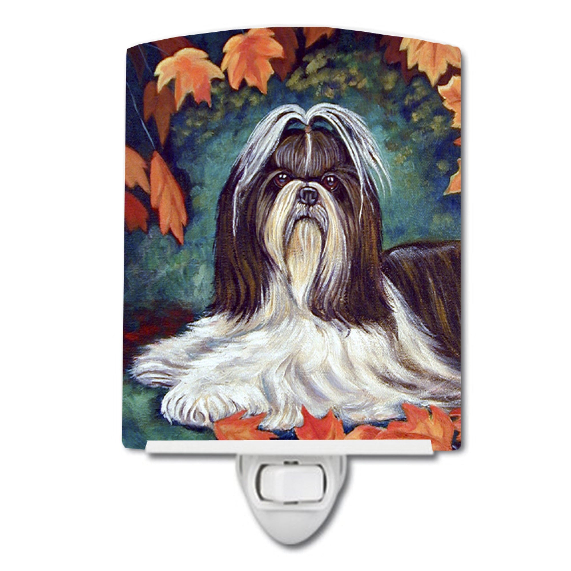  inchCarolines Treasures Autumn Leaves Shih Tzu Ceramic Night Light, 6x4, Multicolor inch