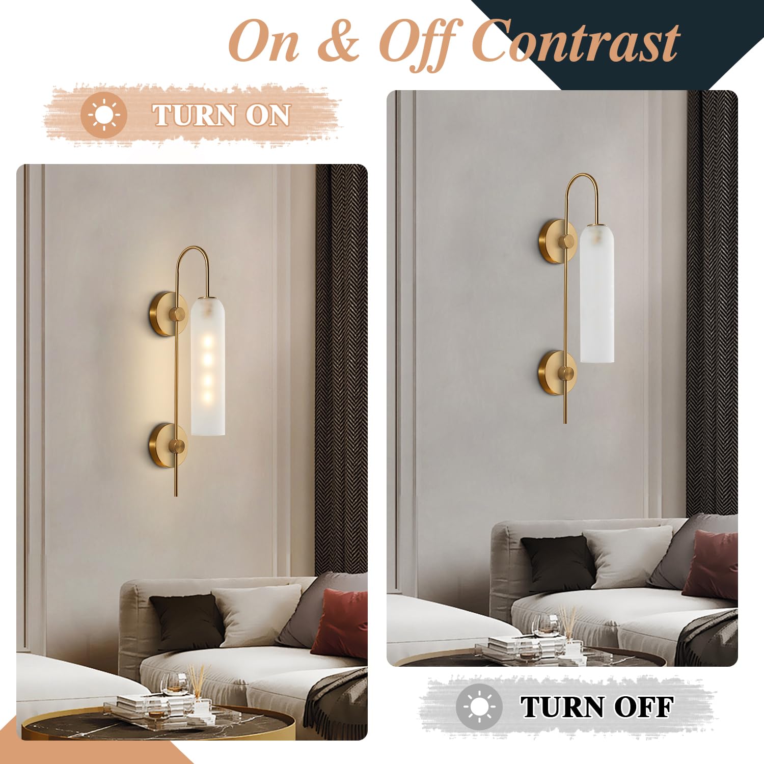 BOKT Mid Century Modern Wall Sconce, 1-Light Brushed Gold Metal, White Glass, Model L0293E01W, Ideal for Bathroom Vanity