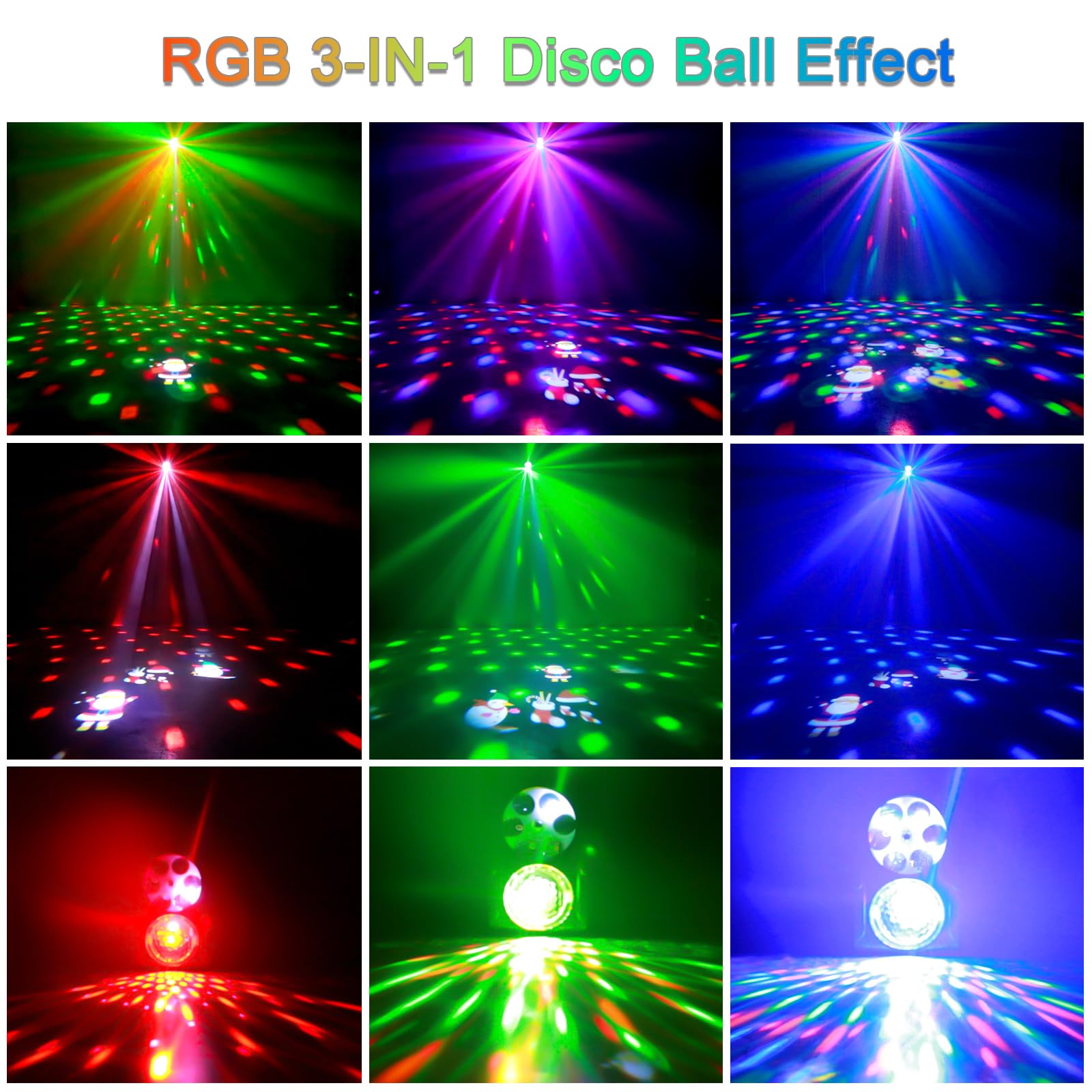 YSH Disco Ball Strobe Stage Lights, Sound Control with Remote, Model YSH-437, Black, for Parties and Events