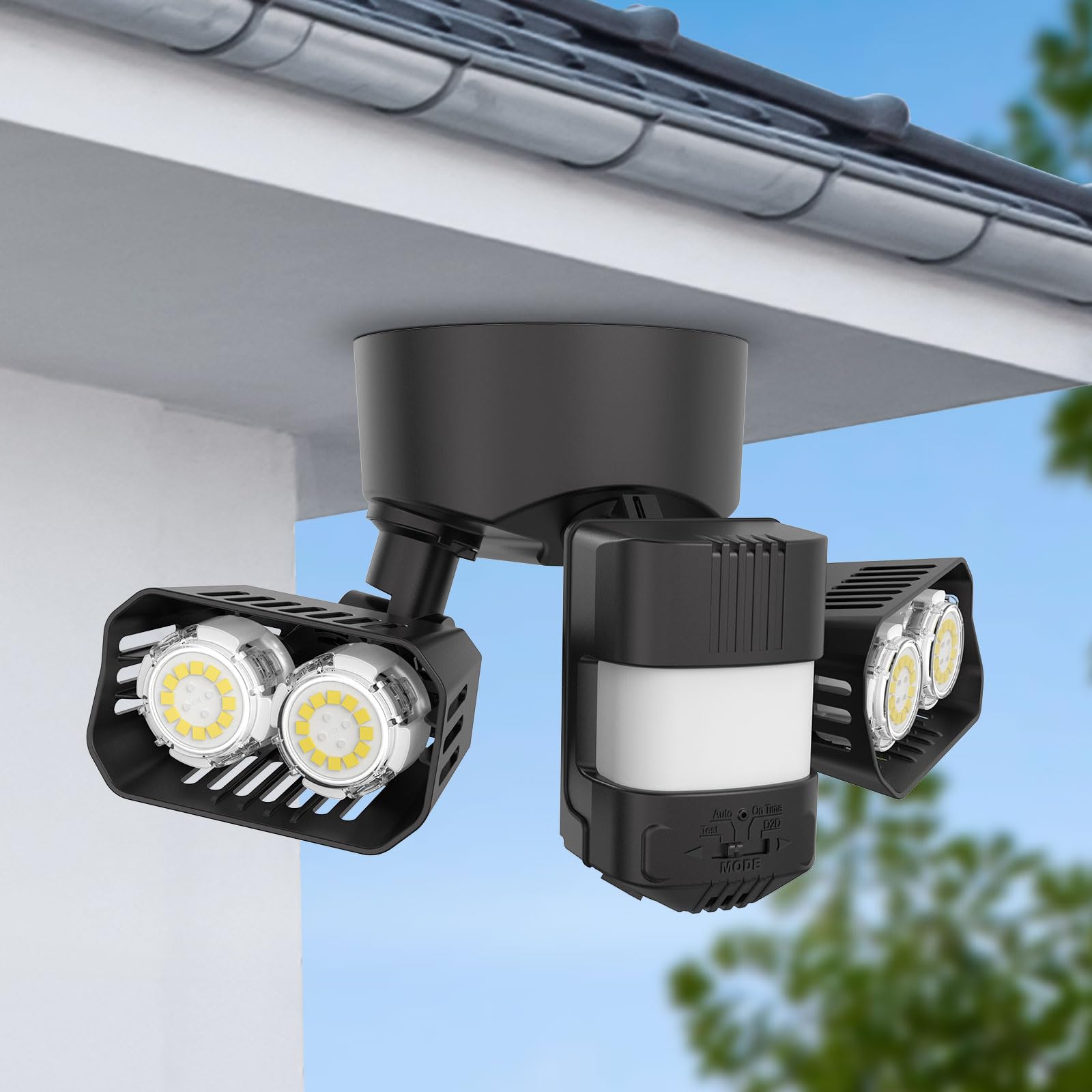 SANSI Motion Sensor Outdoor Light, 28W 3500LM, IP65 Waterproof, Black, Model C2440-GW for Soffit, Garage, Yard