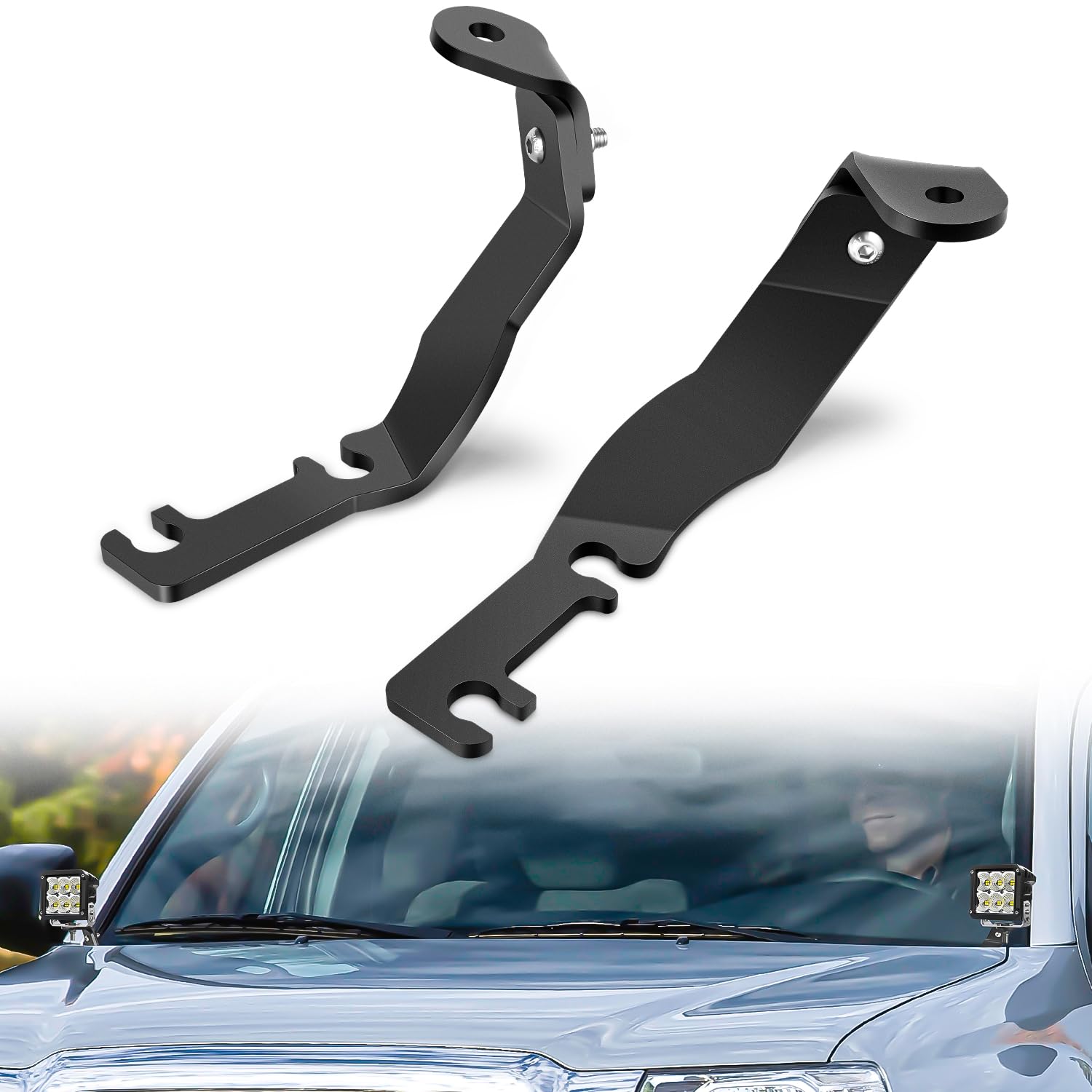 Nilight Ditch Light Brackets Hood Hinges Mount Bracket Kit for Auxiliary Offroad LED Pod Light Work Lights on Toyota Tacoma 1995 1996 1997 1998 1999 2000 2001 2002 2003 2004