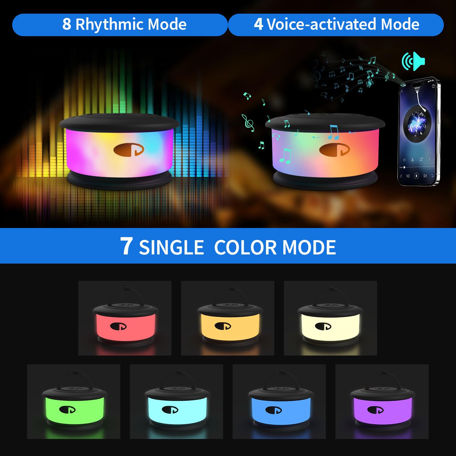 Zocelight 2pcs Camping String Lights, 32.8FT Rechargeable LED Lamp, 19 Lighting Modes, Black, Model L26-Black-2pcs
