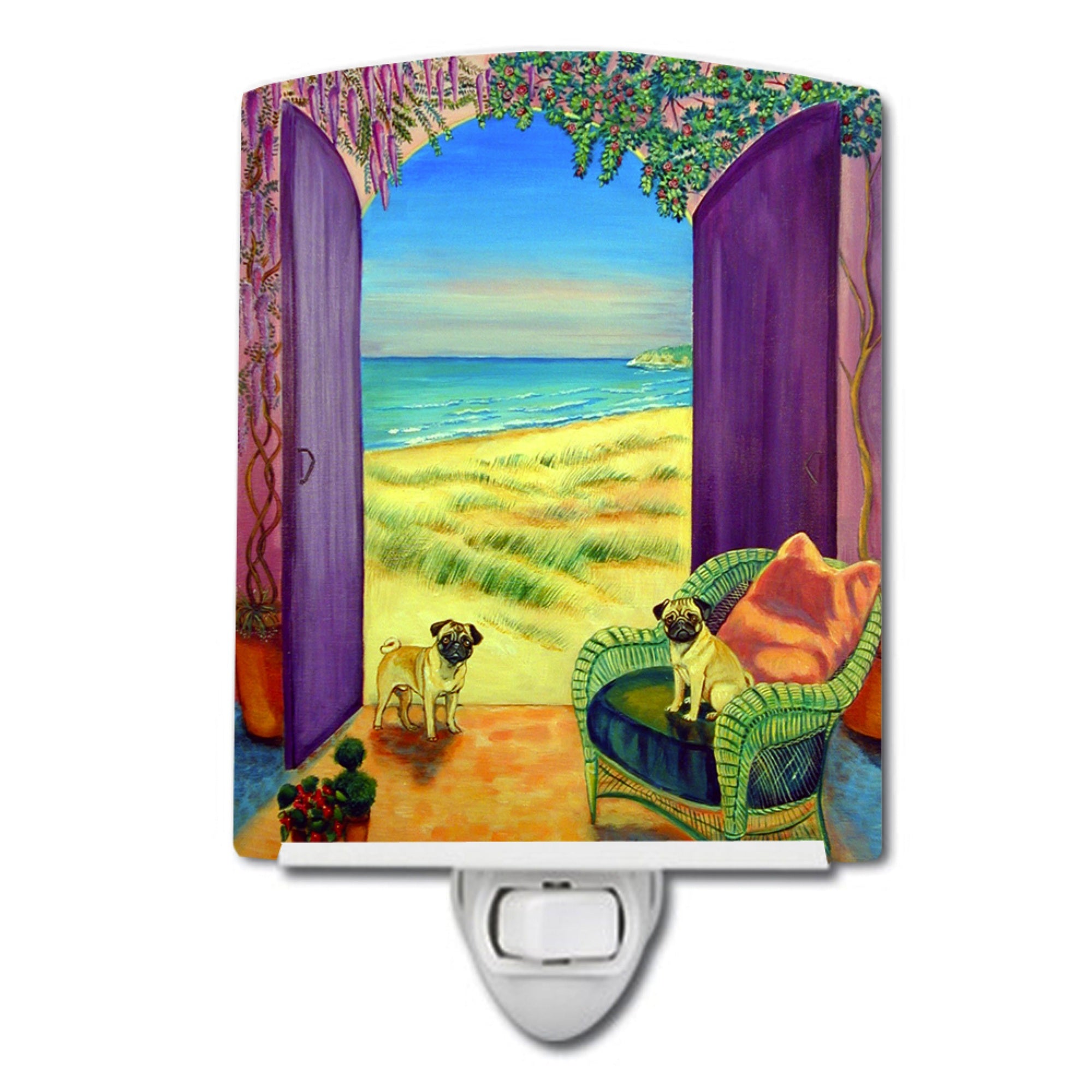  inchCarolines Treasures Pug Ceramic Night Light, 6x4, Multicolor inch