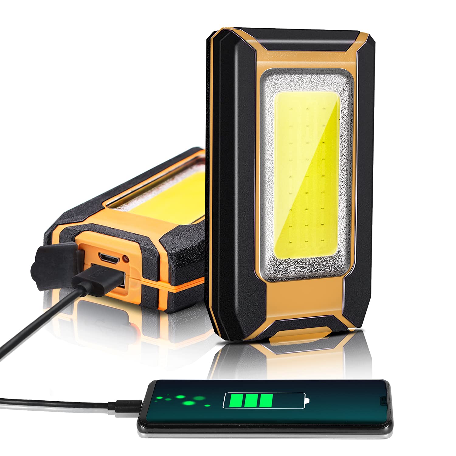 2 Pack 40W 1600Lm Led Work Light, Rechargeable Portable Led Magnetic Flood Lights For Outdoor Camping Hiking Emergency Car Repairing And Waterproof Job Site Lighting (2 Pack)