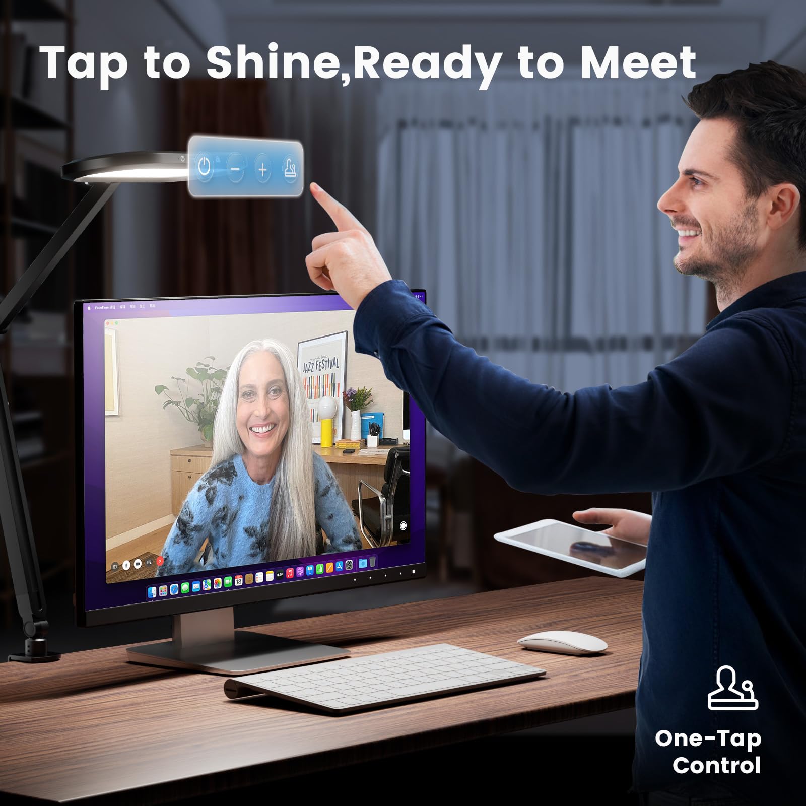 Litones Led Desk Lamps For Home Office, Double-Sided Dimmable Desk Light With Clamp And Remote Control, Swing Arm Architect Desk