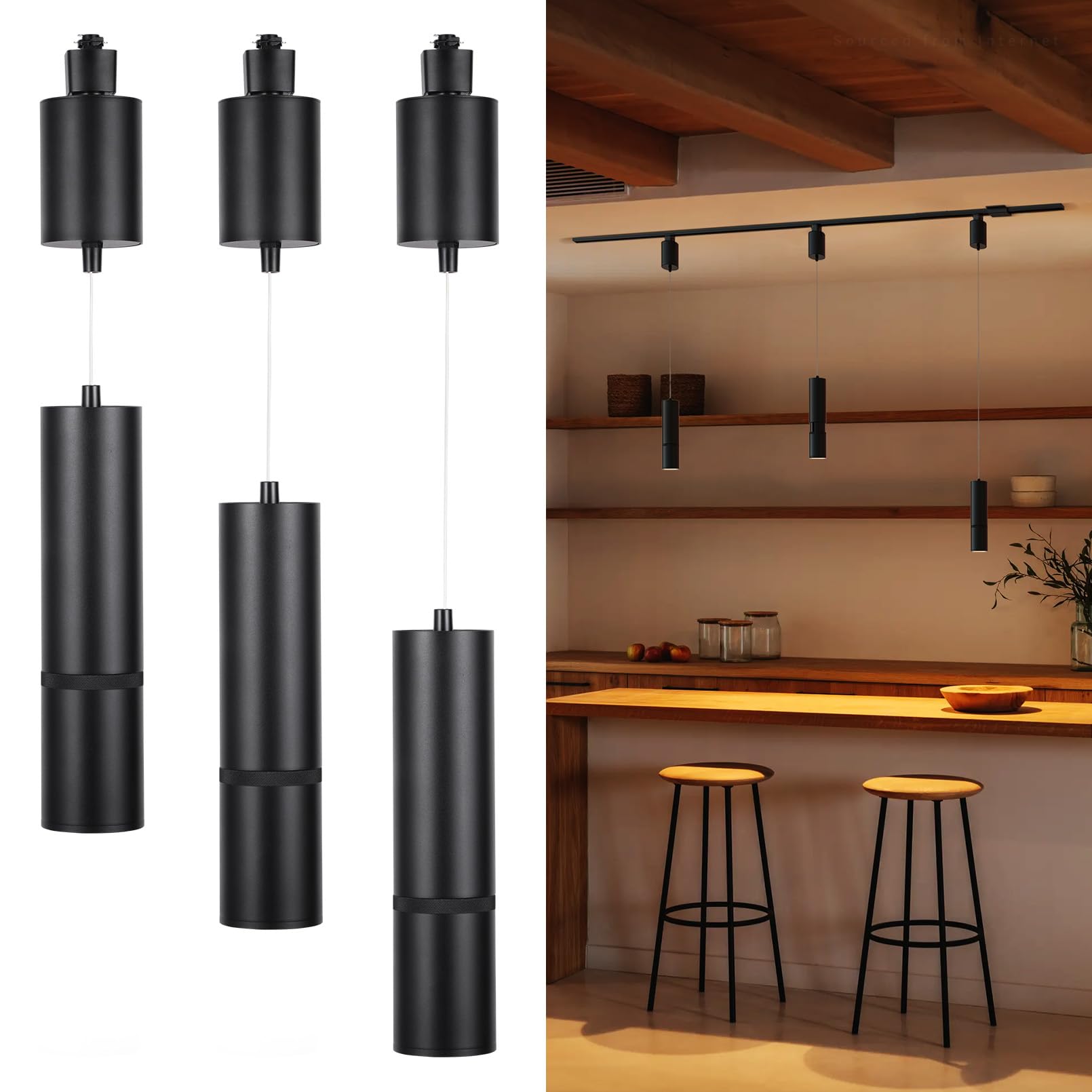 LEONLITE 5CCT Zoomable LED Track Pendant Light, 800LM Adjustable Height H Track Pendant Lighting, ETL, Dimmable, Beam Angle 10-7