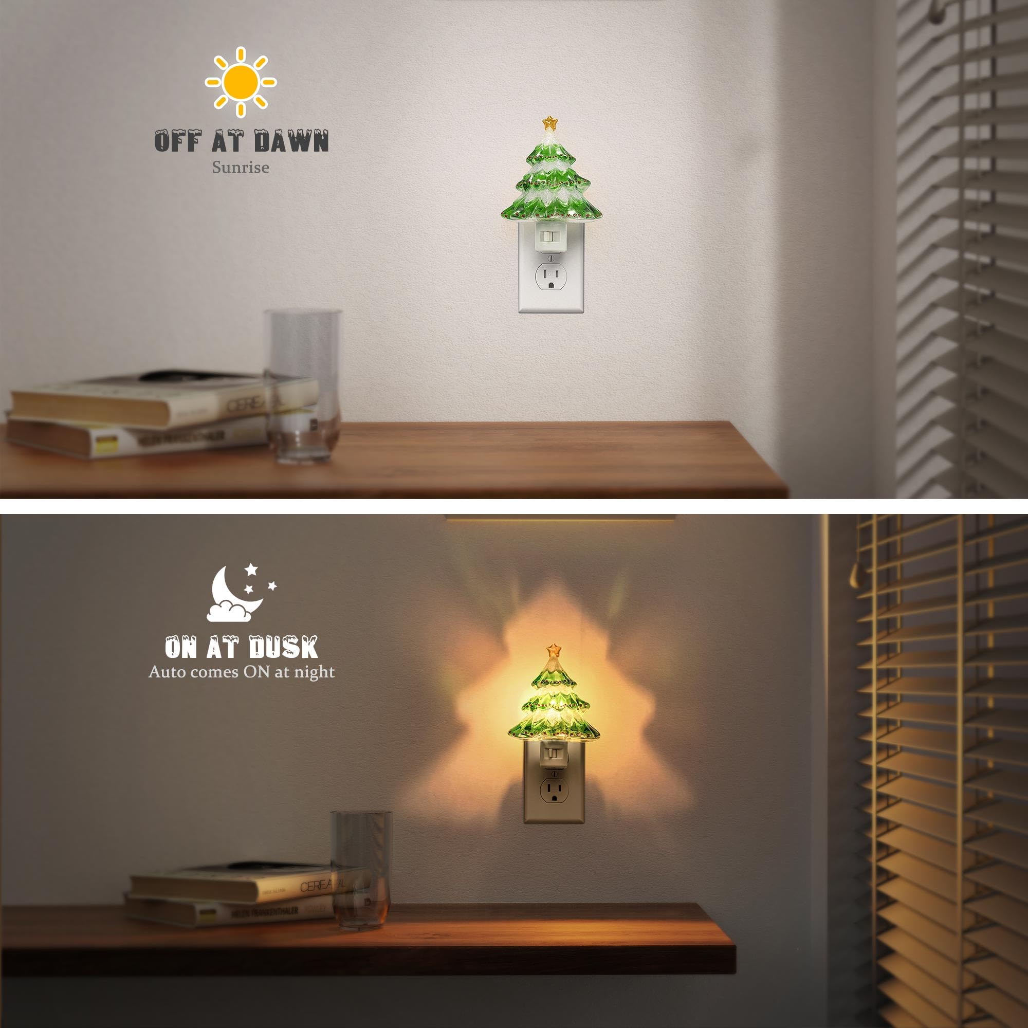 Jandcase Christmas Tree Night Light  2 Pack 3000K Night Lights Plug Into Wall Cute & Funny Christmas Night Light For Kids Plug In Vintage Decor Nightlight With 360?Rotatable For Home Party Decor