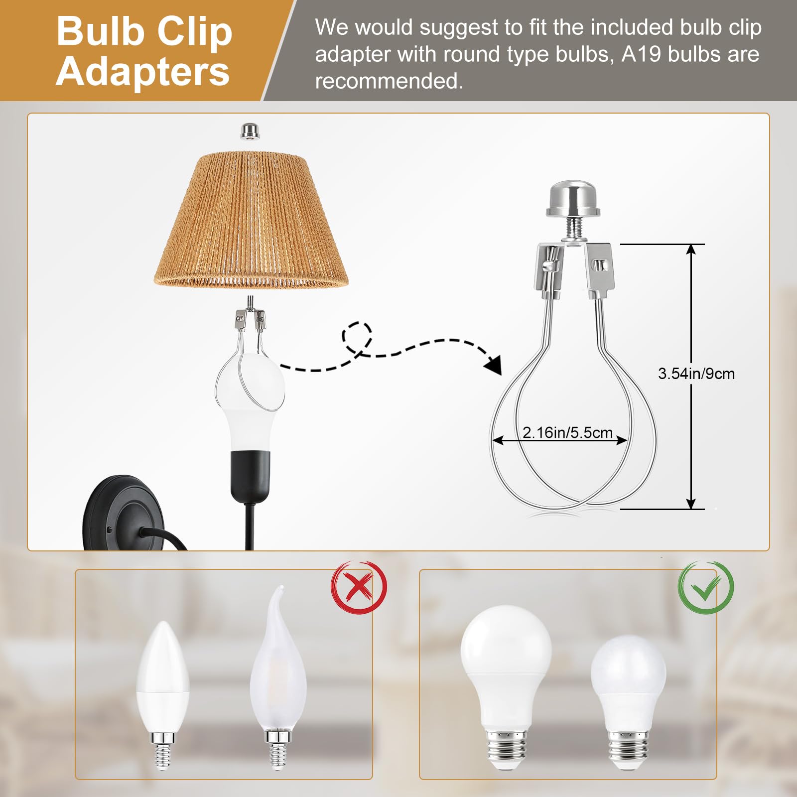 Rattan Lamp Shades Set Of 2, Small Lamp Shades For Table Lamps, 5.5'' Top X 10'' Bottom X 6.6'' High, Wicker Lamp Shade Replacem