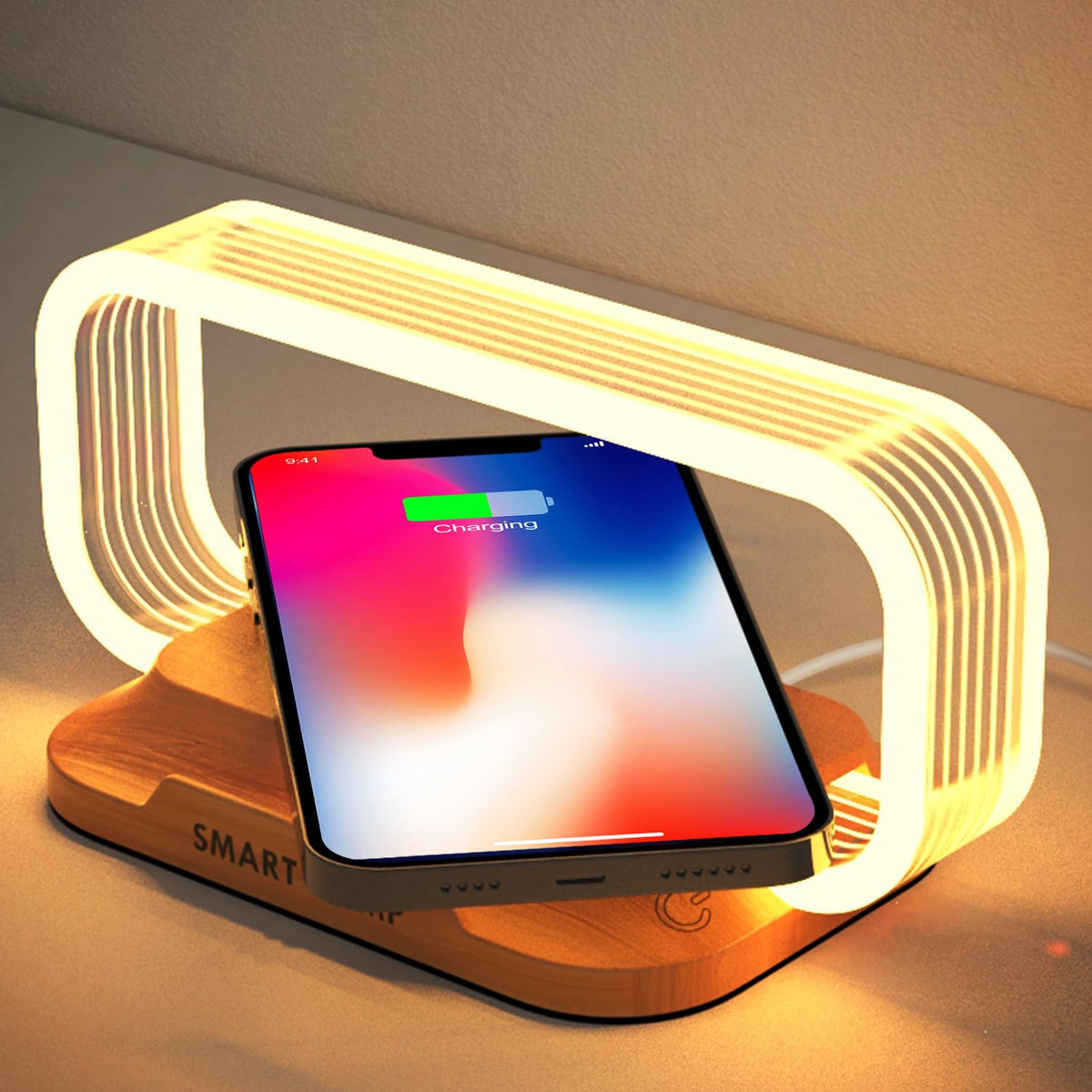 Small Nightstand Lamp With Wireless Charger,Cute Bedside Lamp For Bedroom,Small Table Lamp With Phone Charger,Mini Night Light F