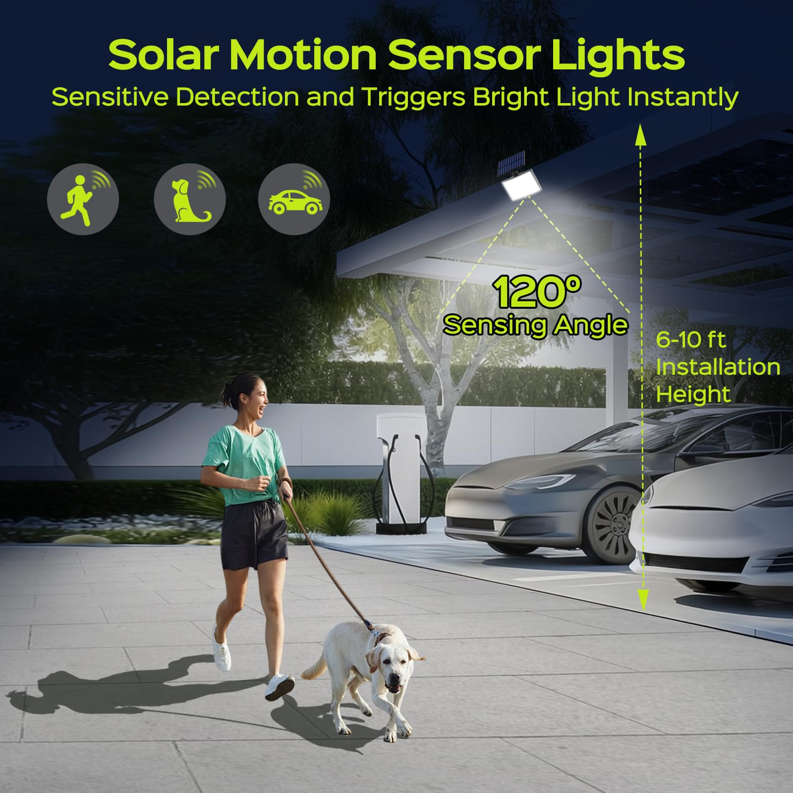 ABODONG Solar Lights Outdoor - 128 LEDs Flood Light, Remote Control, Motion Sensor, 1 Pack, Black, Model TBD-28