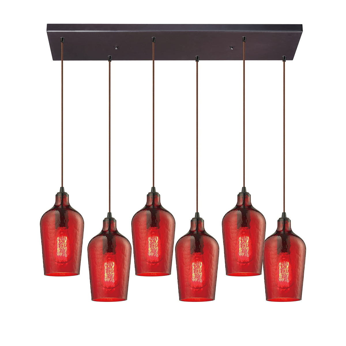 Elk Lighting Hammered Glass 6-Light Chandelier, Oil Rubbed Bronze, 10&quot;X9&quot;X30&quot;