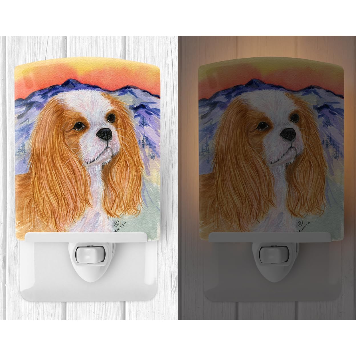 Carolines Treasures Cavalier Spaniel Night Light, Ceramic, UL-Certified, 6x4x3in, Multicolor, Model SS8164CNL