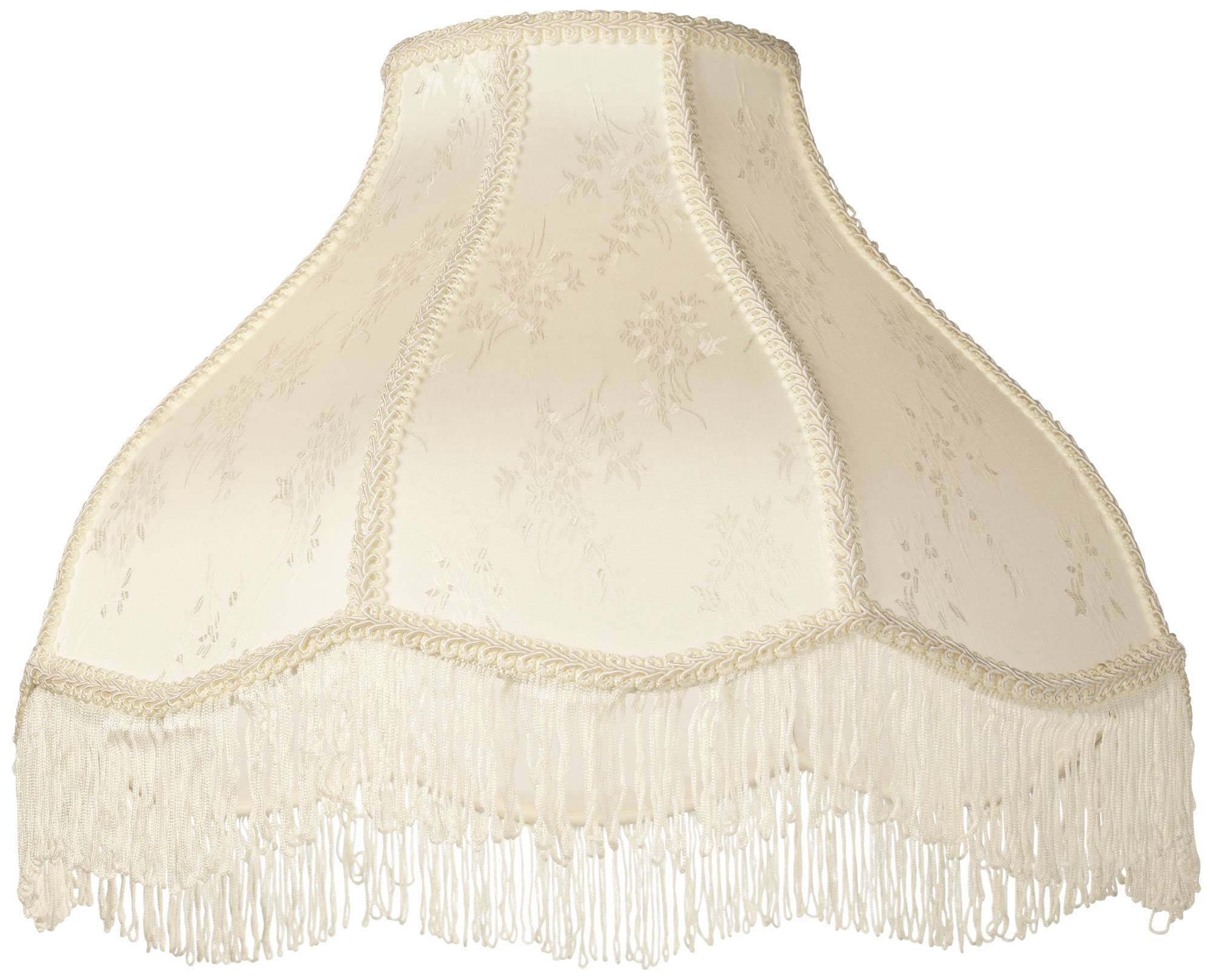 Set Of 2 Hardback Scallop Dome Lamp Shades Cream Floral Bouquet Large 6&quot; Top X 17&quot; Bottom X 11&quot; High Spider With Replacement Harp And Finial Fitting - Springcrest