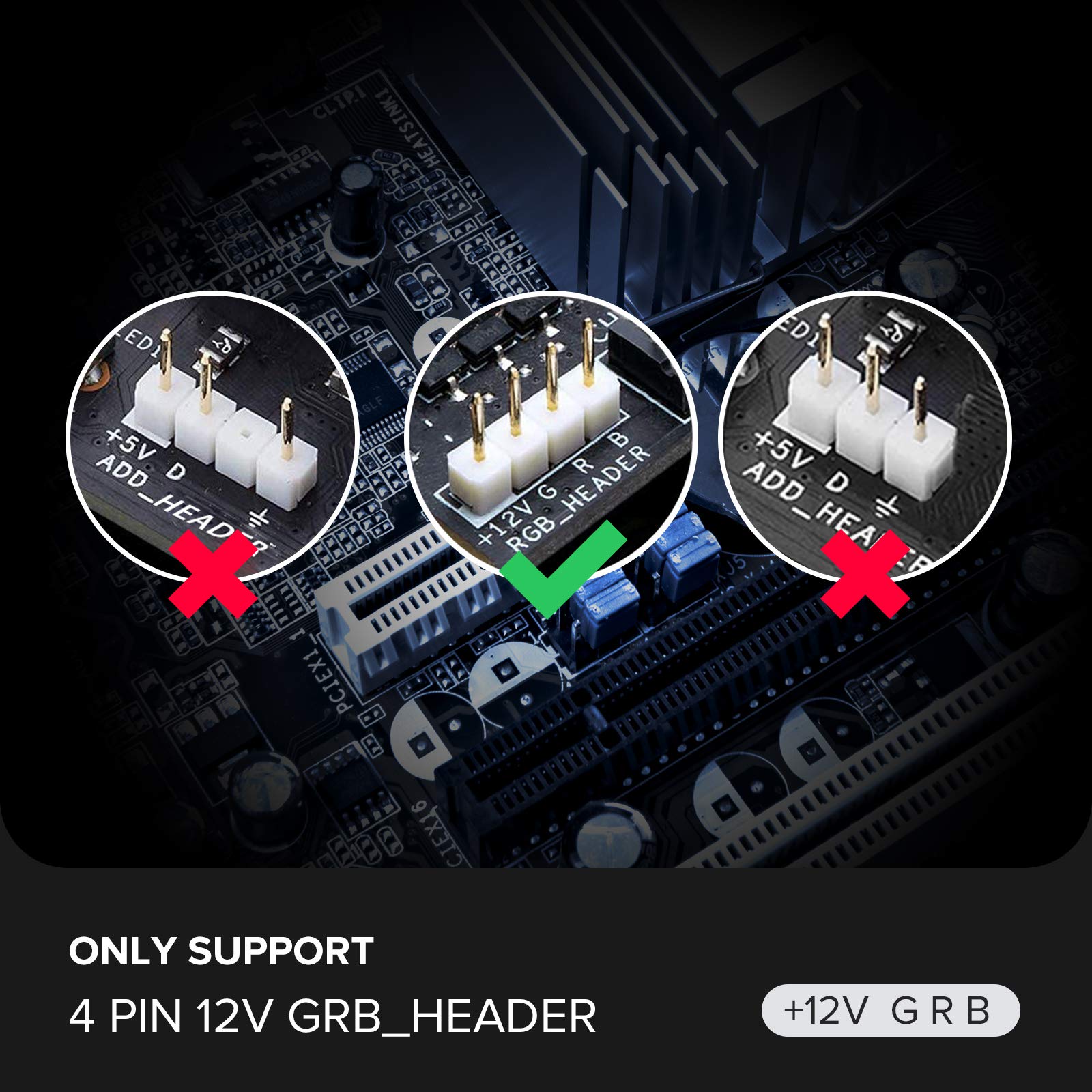 BTF-LIGHTING LED RGB PC Light Strip 4PCs 19.7in 12V GRB Black for ASUS Aura Sync, Gigabyte RGB Fusion, MSI Mystic Light